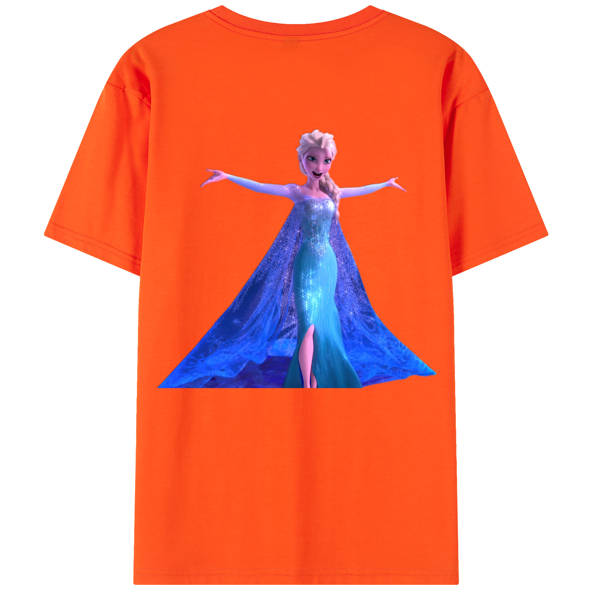（画像用） アナと雪の女王 アンナ エルサ Frozen Anna Elsa 綿100％半袖Tシャツ（背面プリント）