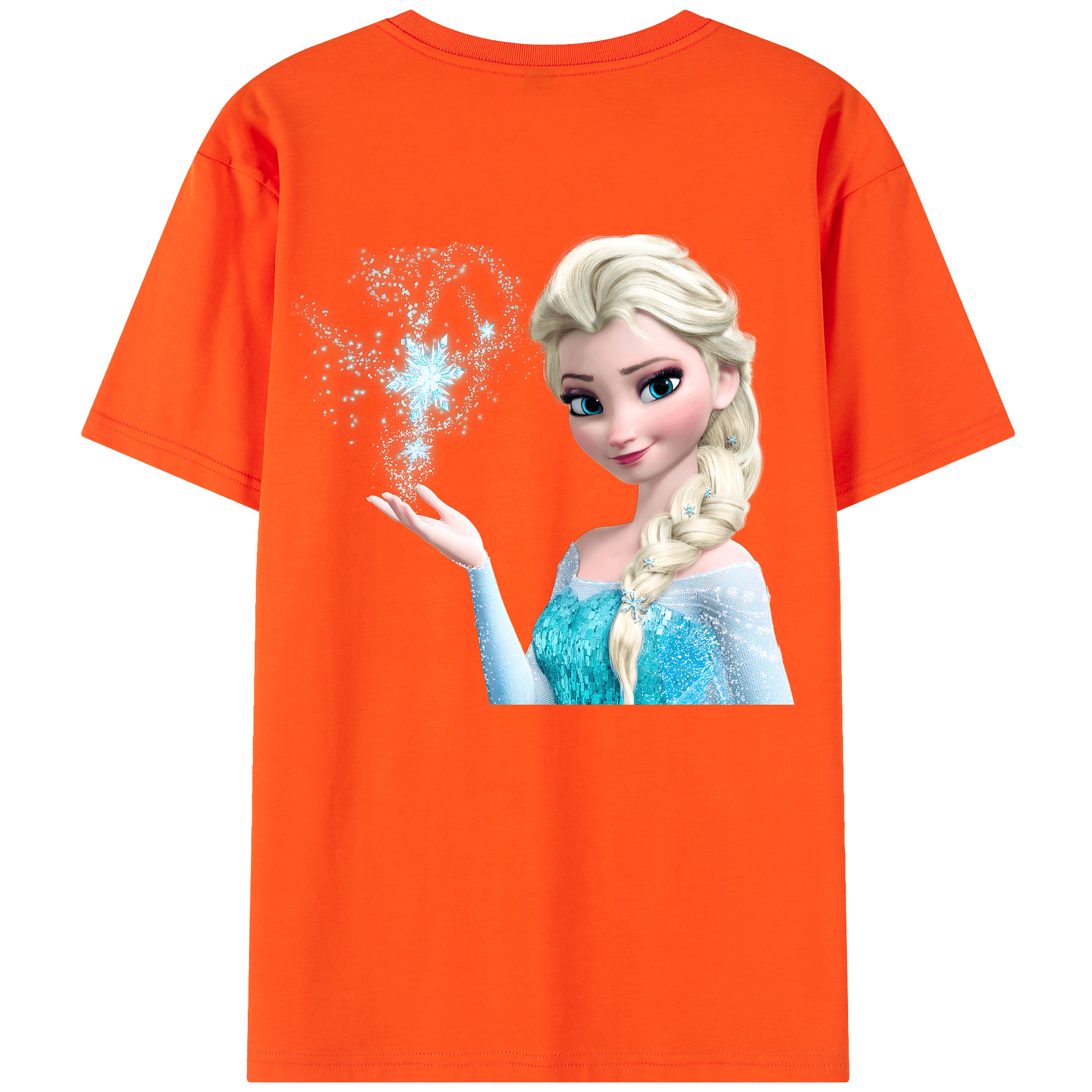 （画像用） アナと雪の女王 アンナ エルサ Frozen Anna Elsa 綿100％半袖Tシャツ（背面プリント）