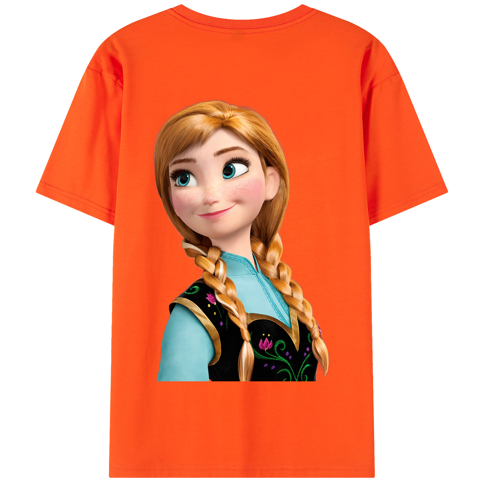 （画像用） アナと雪の女王 アンナ エルサ Frozen Anna Elsa 綿100％半袖Tシャツ（背面プリント）