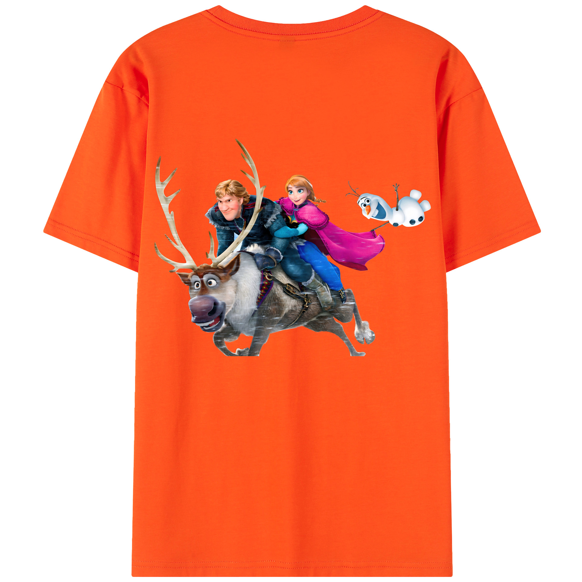 （画像用） アナと雪の女王 アンナ エルサ Frozen Anna Elsa 綿100％半袖Tシャツ（背面プリント）