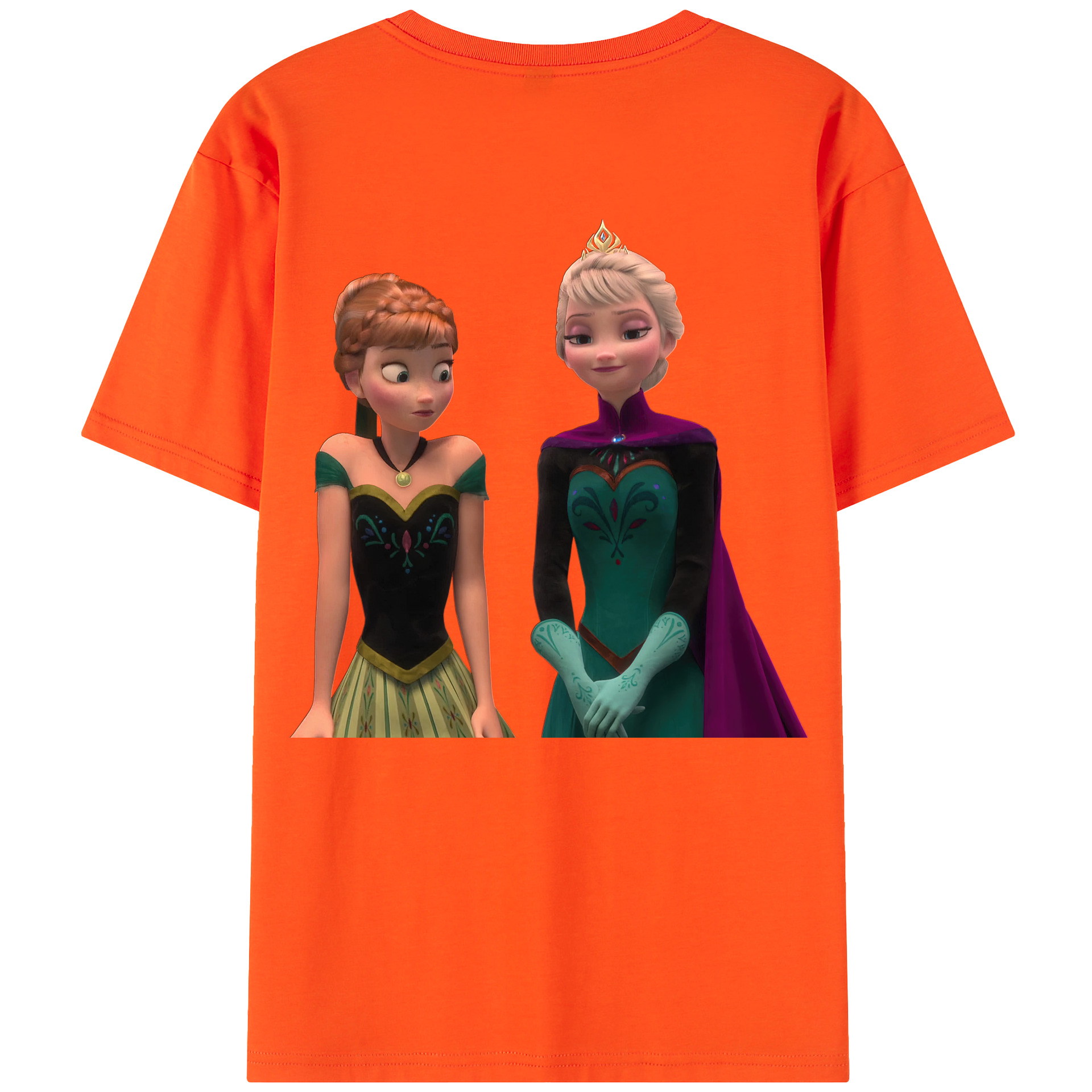 （画像用） アナと雪の女王 アンナ エルサ Frozen Anna Elsa 綿100％半袖Tシャツ（背面プリント）