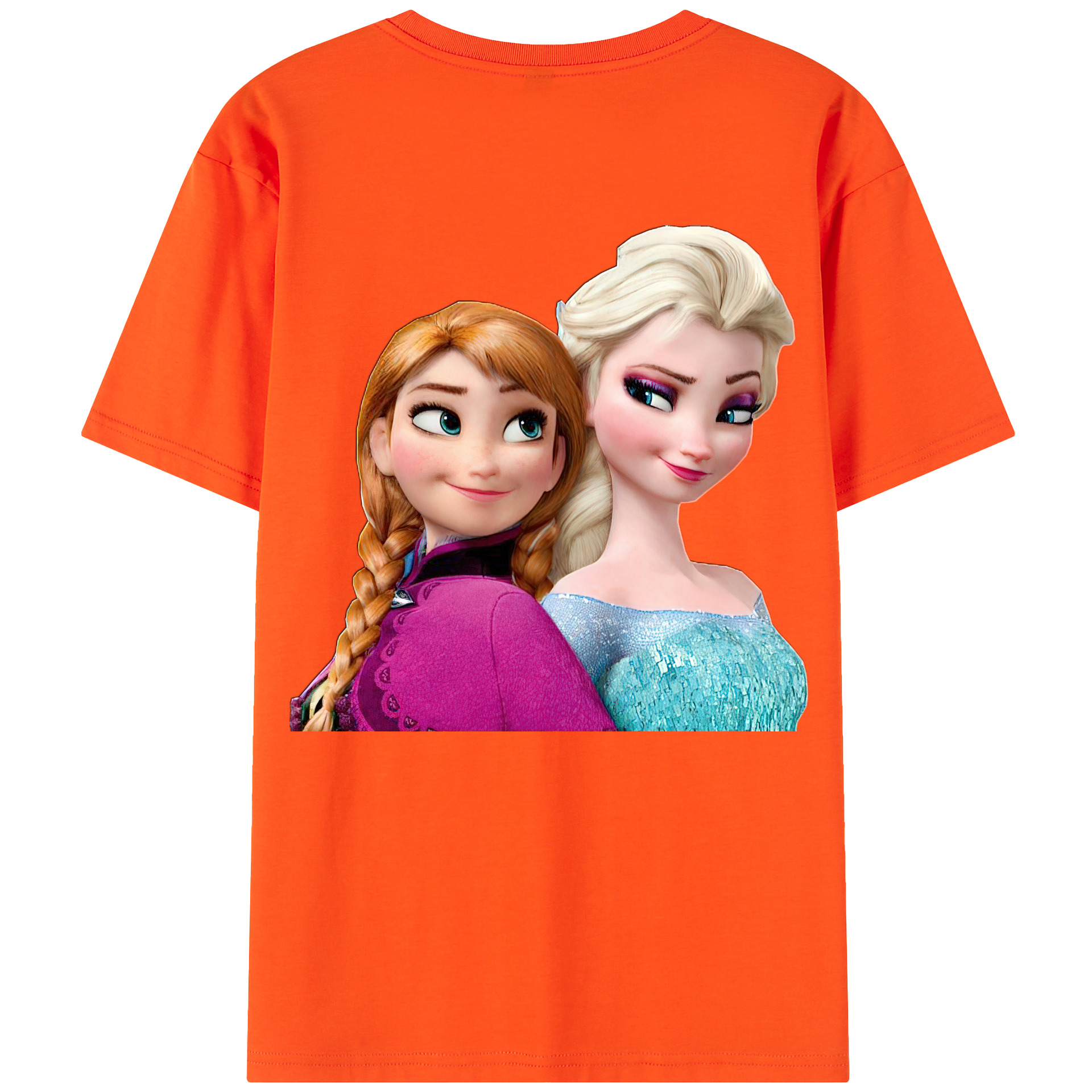 （画像用） アナと雪の女王 アンナ エルサ Frozen Anna Elsa 綿100％半袖Tシャツ（背面プリント）