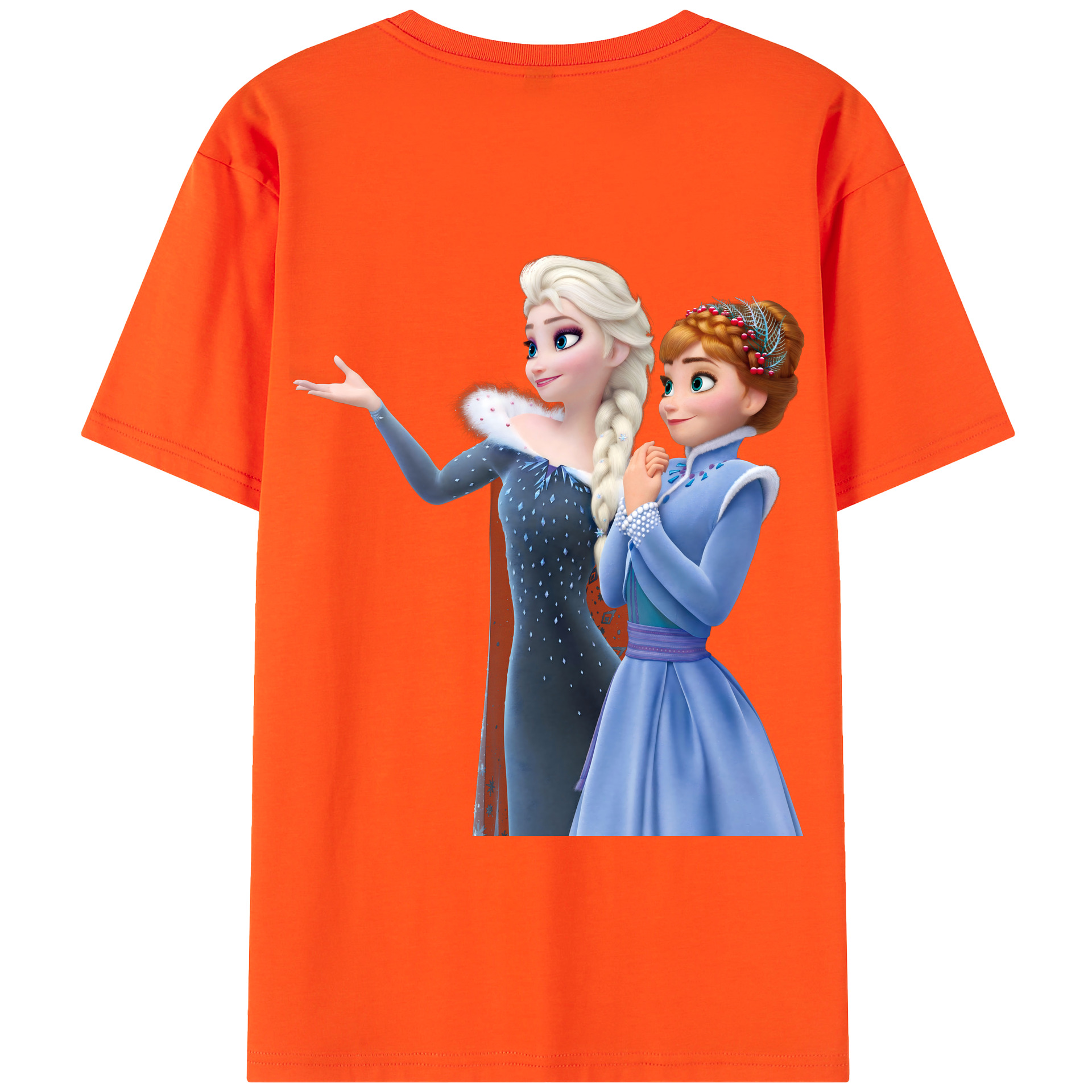 （画像用） アナと雪の女王 アンナ エルサ Frozen Anna Elsa 綿100％半袖Tシャツ（背面プリント）