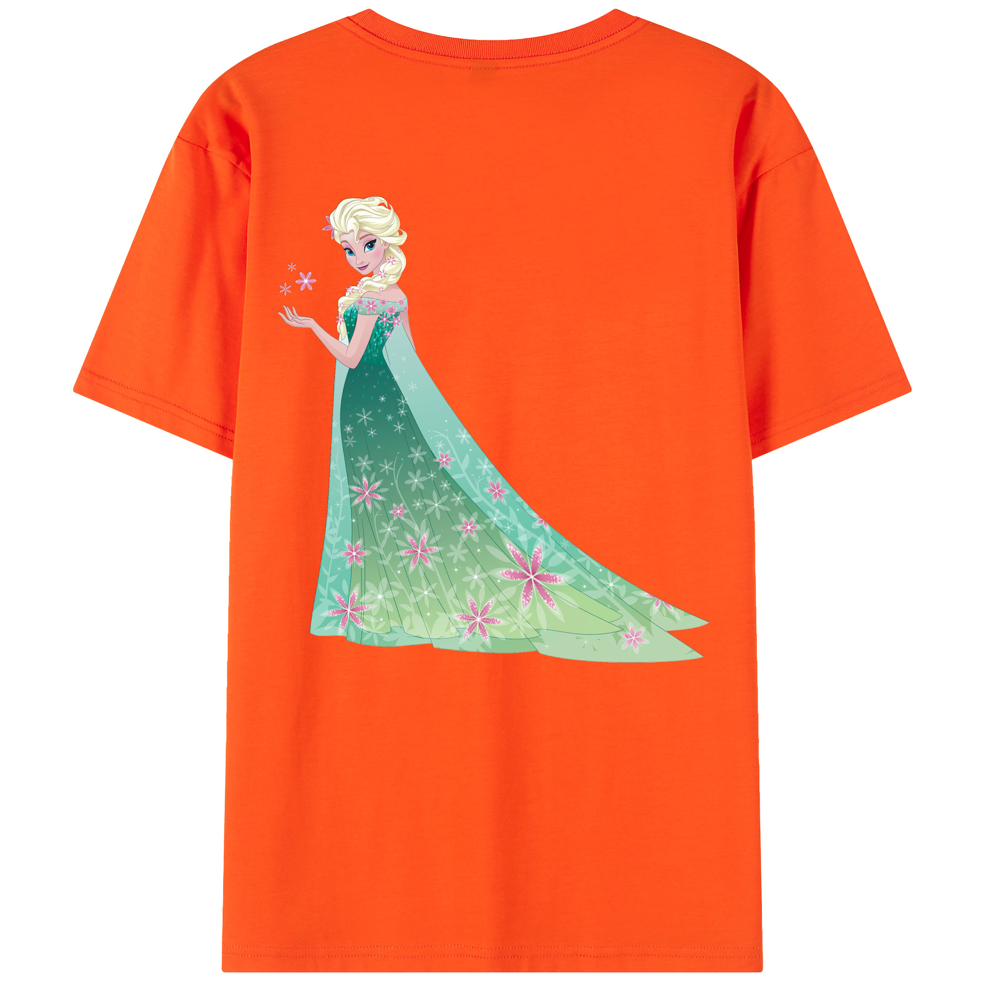 （画像用） アナと雪の女王 アンナ エルサ Frozen Anna Elsa 綿100％半袖Tシャツ（背面プリント）