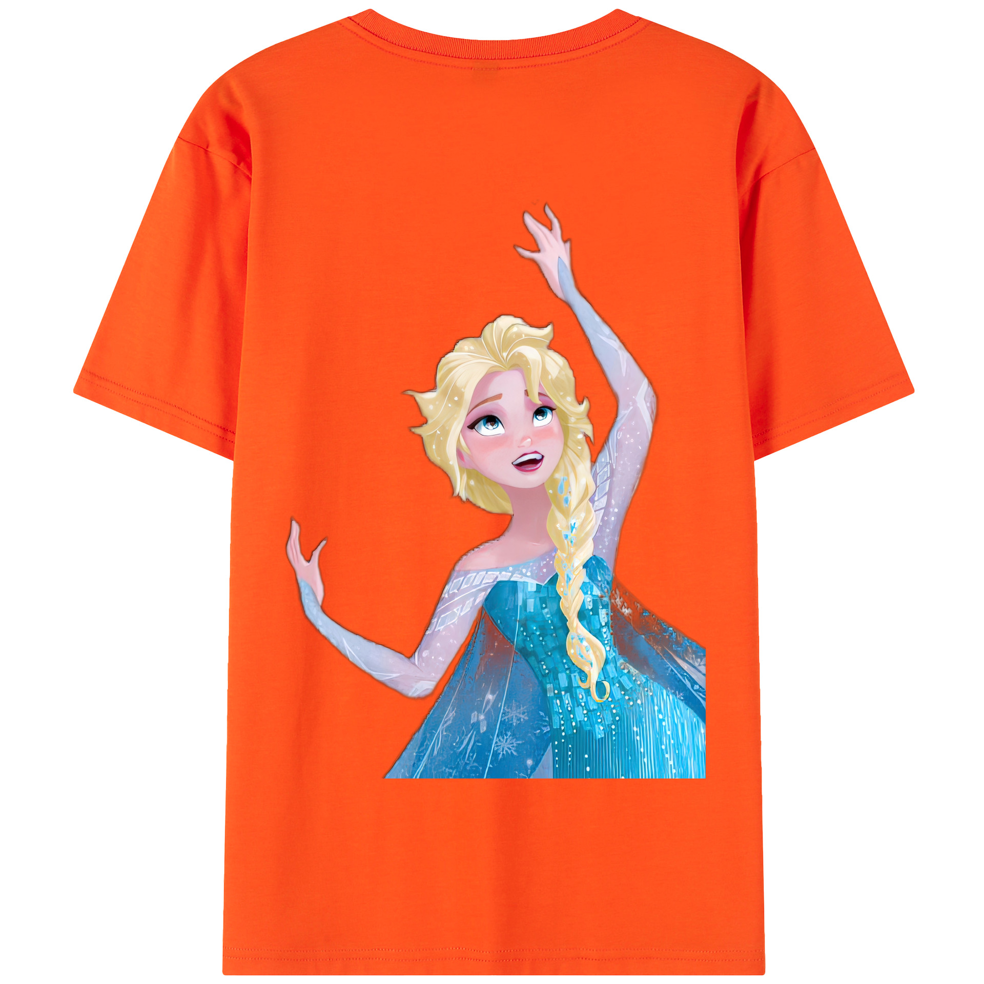（画像用） アナと雪の女王 アンナ エルサ Frozen Anna Elsa 綿100％半袖Tシャツ（背面プリント）