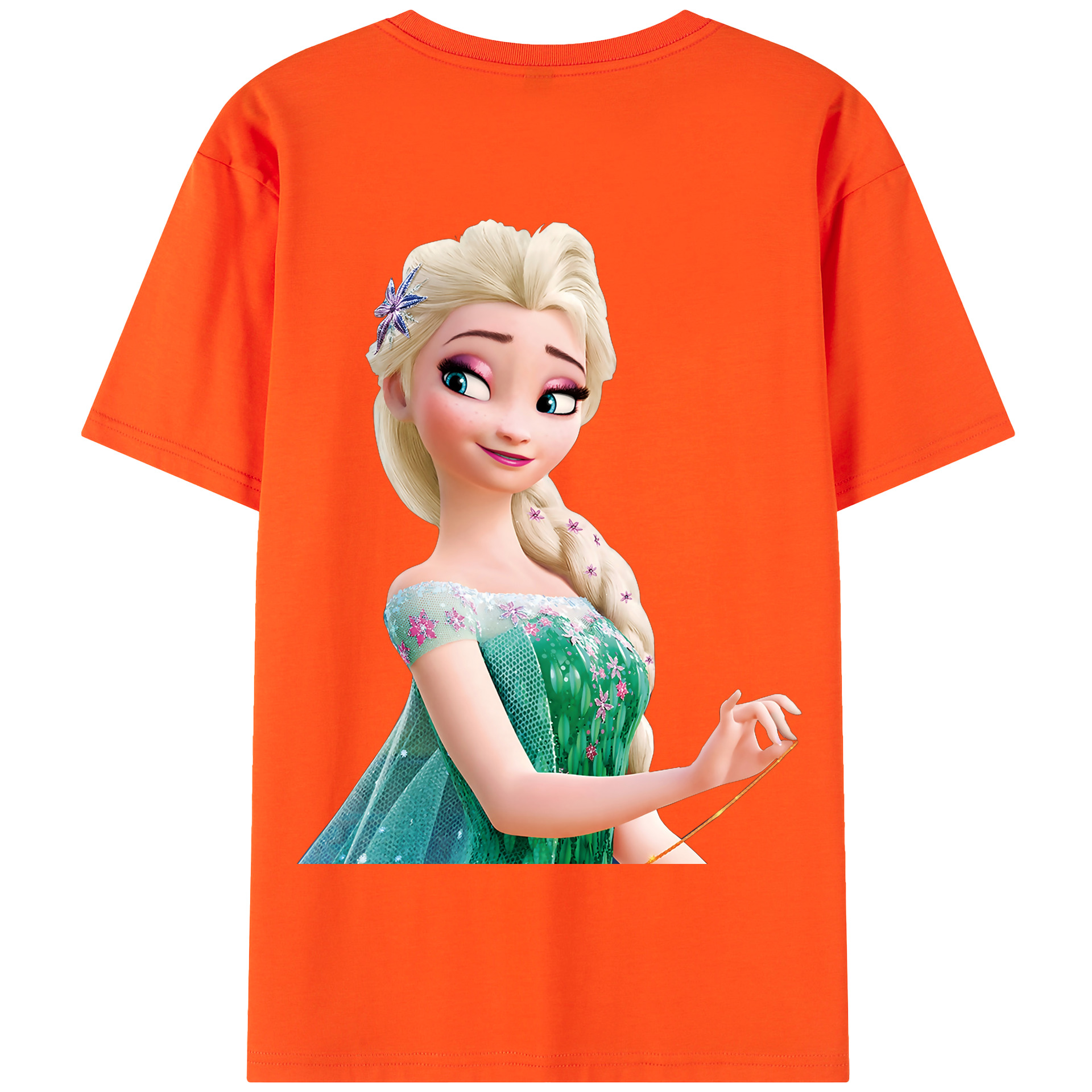 （画像用） アナと雪の女王 アンナ エルサ Frozen Anna Elsa 綿100％半袖Tシャツ（背面プリント）