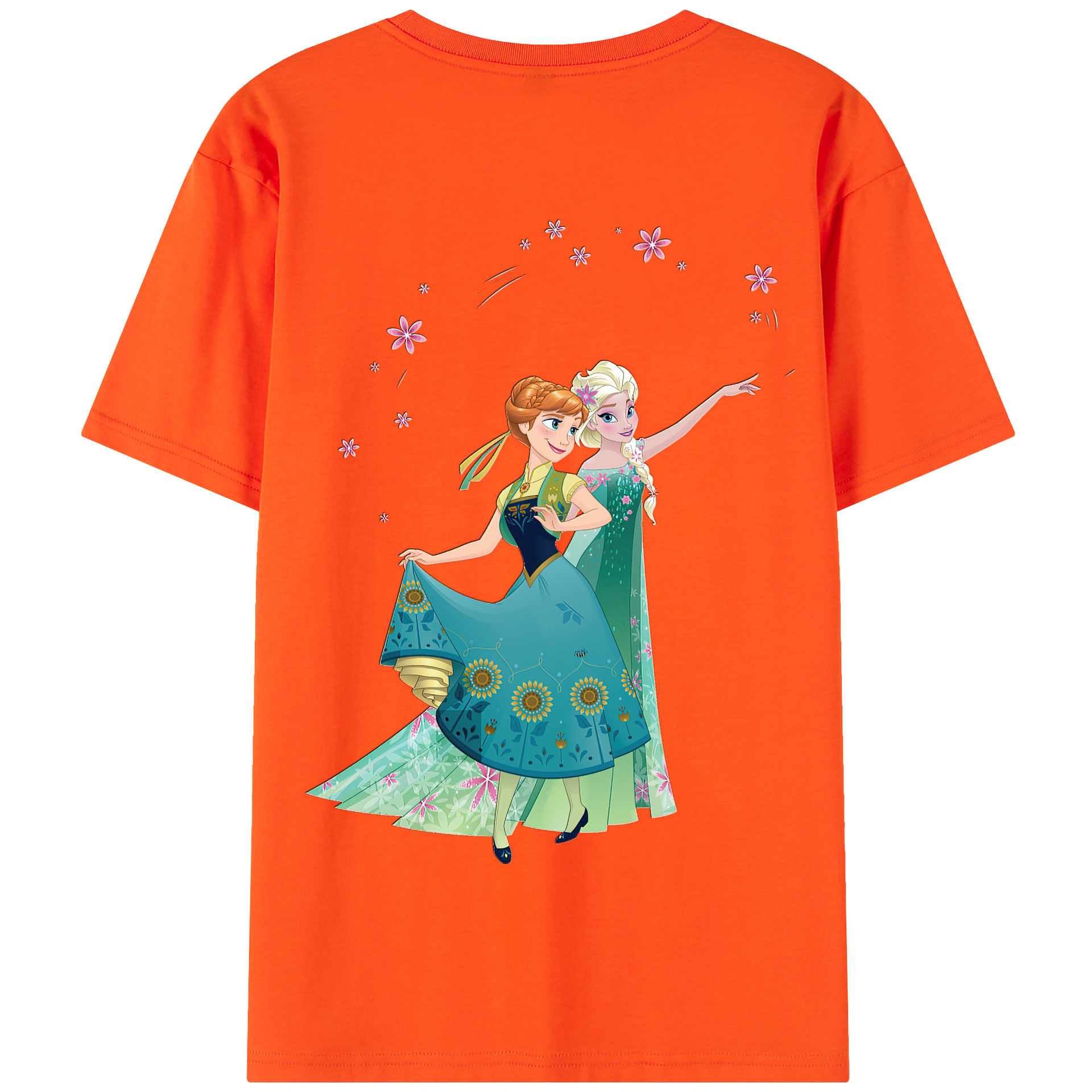 （画像用） アナと雪の女王 アンナ エルサ Frozen Anna Elsa 綿100％半袖Tシャツ（背面プリント）