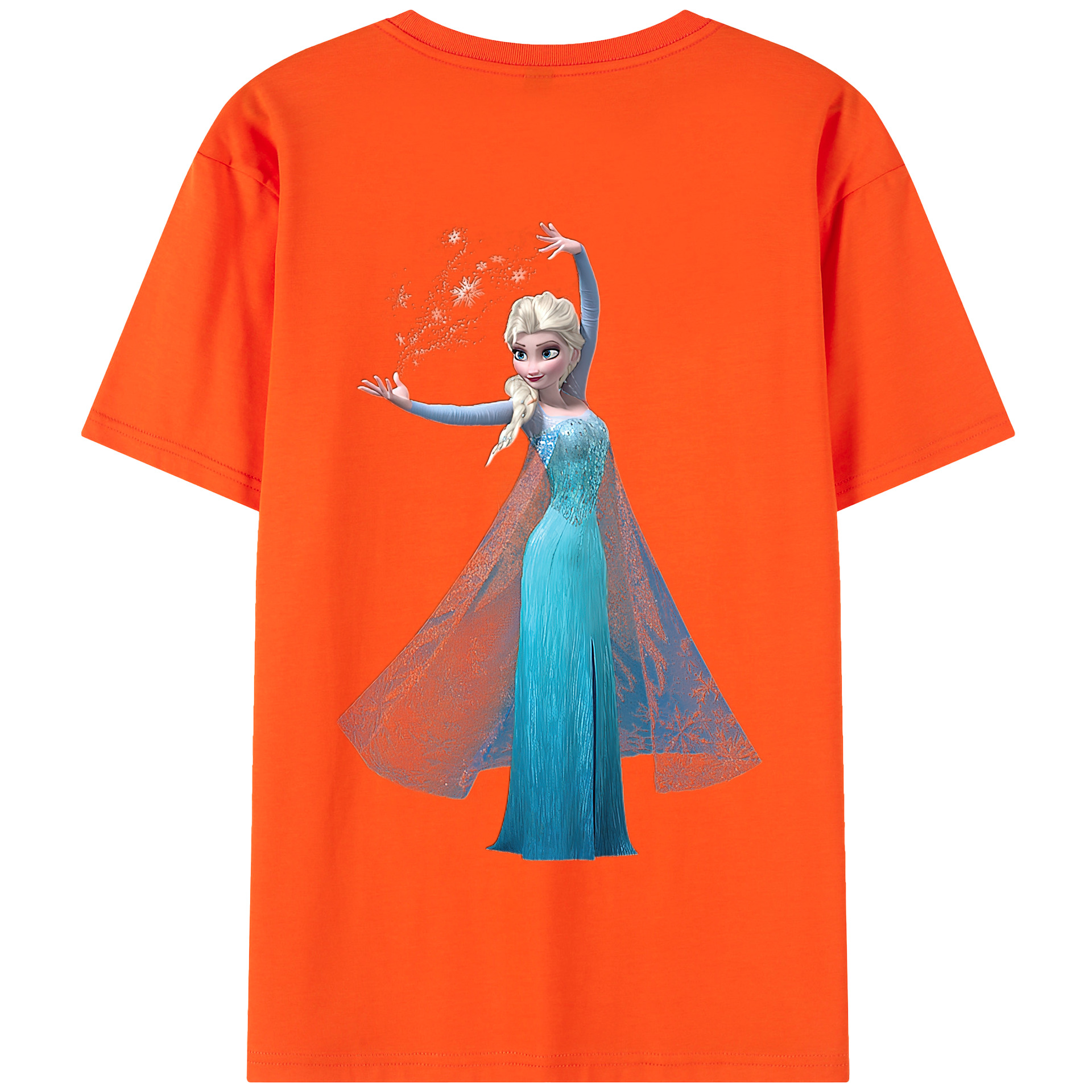 （画像用） アナと雪の女王 アンナ エルサ Frozen Anna Elsa 綿100％半袖Tシャツ（背面プリント）