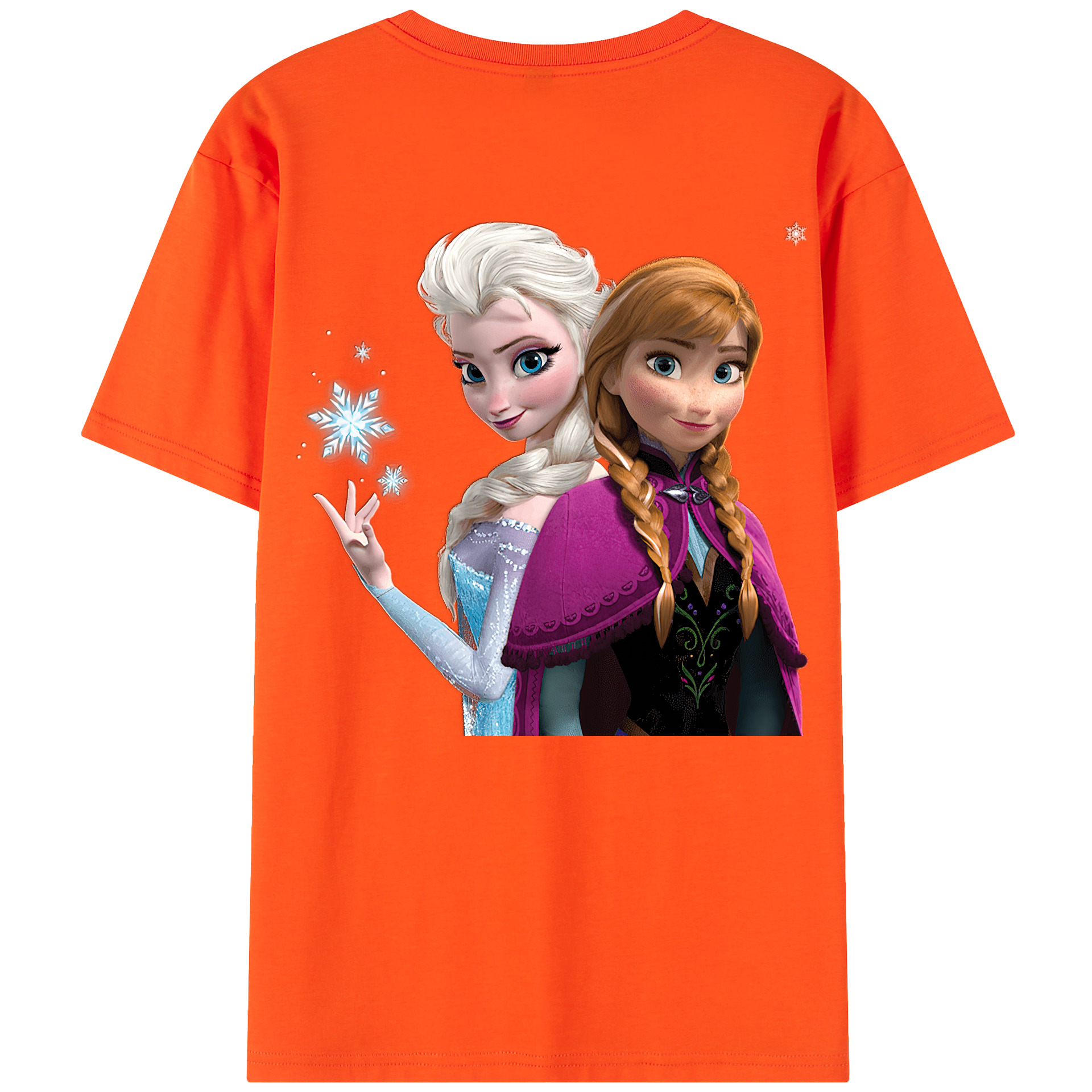 （画像用） アナと雪の女王 アンナ エルサ Frozen Anna Elsa 綿100％半袖Tシャツ（背面プリント）