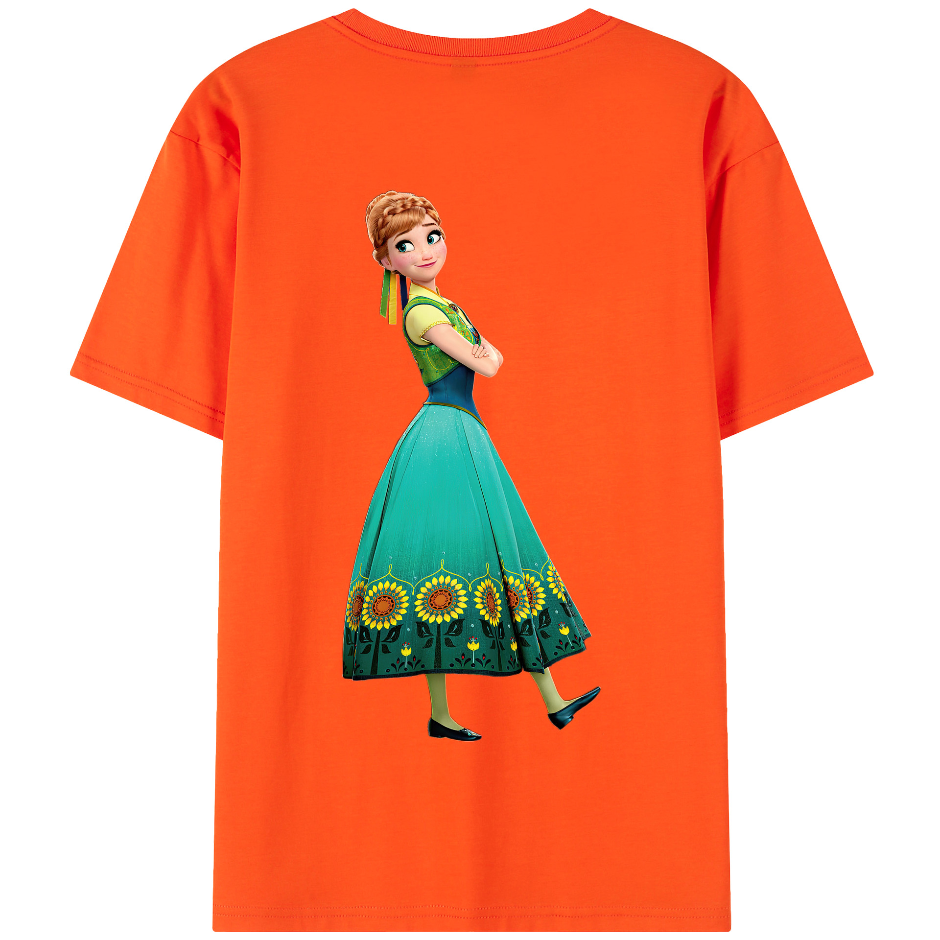（画像用） アナと雪の女王 アンナ エルサ Frozen Anna Elsa 綿100％半袖Tシャツ（背面プリント）
