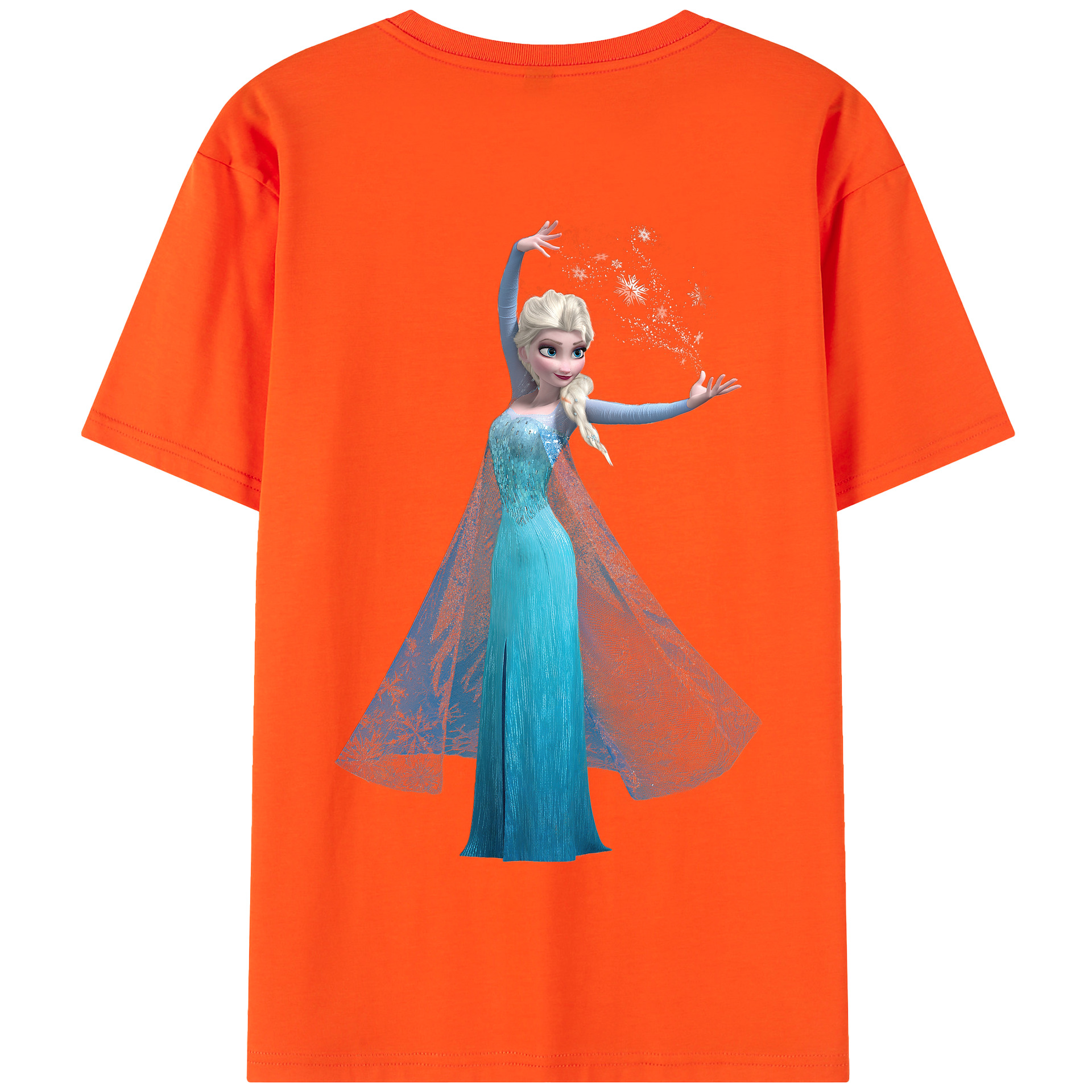（画像用） アナと雪の女王 アンナ エルサ Frozen Anna Elsa 綿100％半袖Tシャツ（背面プリント）