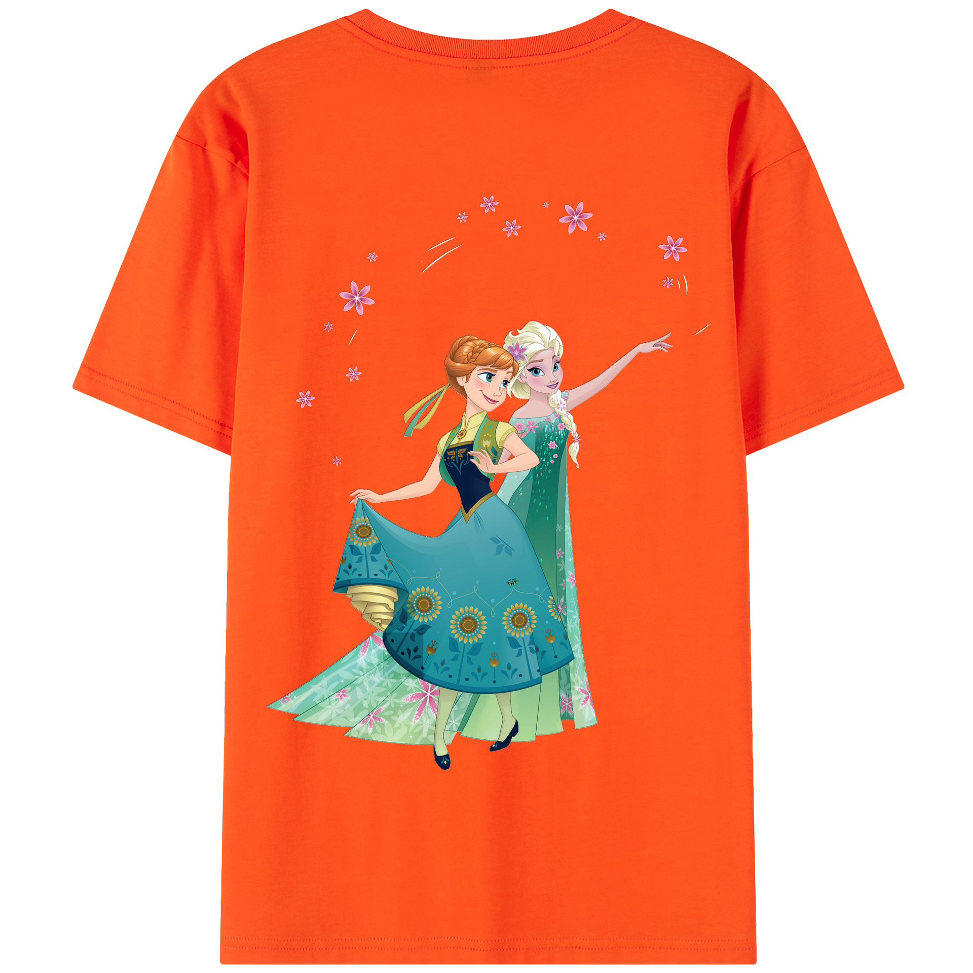 （画像用） アナと雪の女王 アンナ エルサ Frozen Anna Elsa 綿100％半袖Tシャツ（背面プリント）