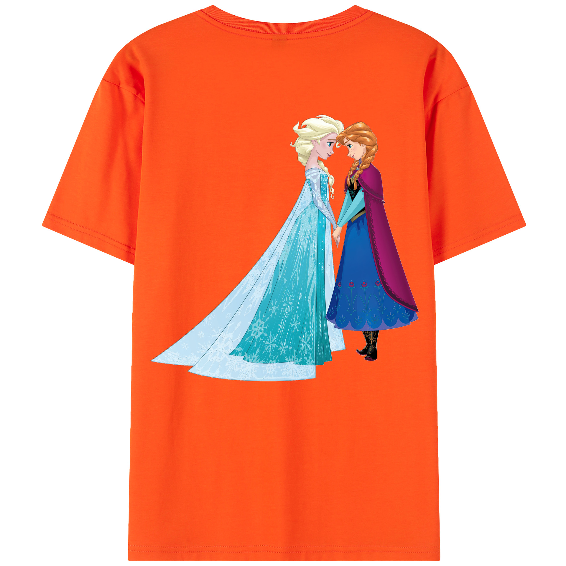 （画像用） アナと雪の女王 アンナ エルサ Frozen Anna Elsa 綿100％半袖Tシャツ（背面プリント）