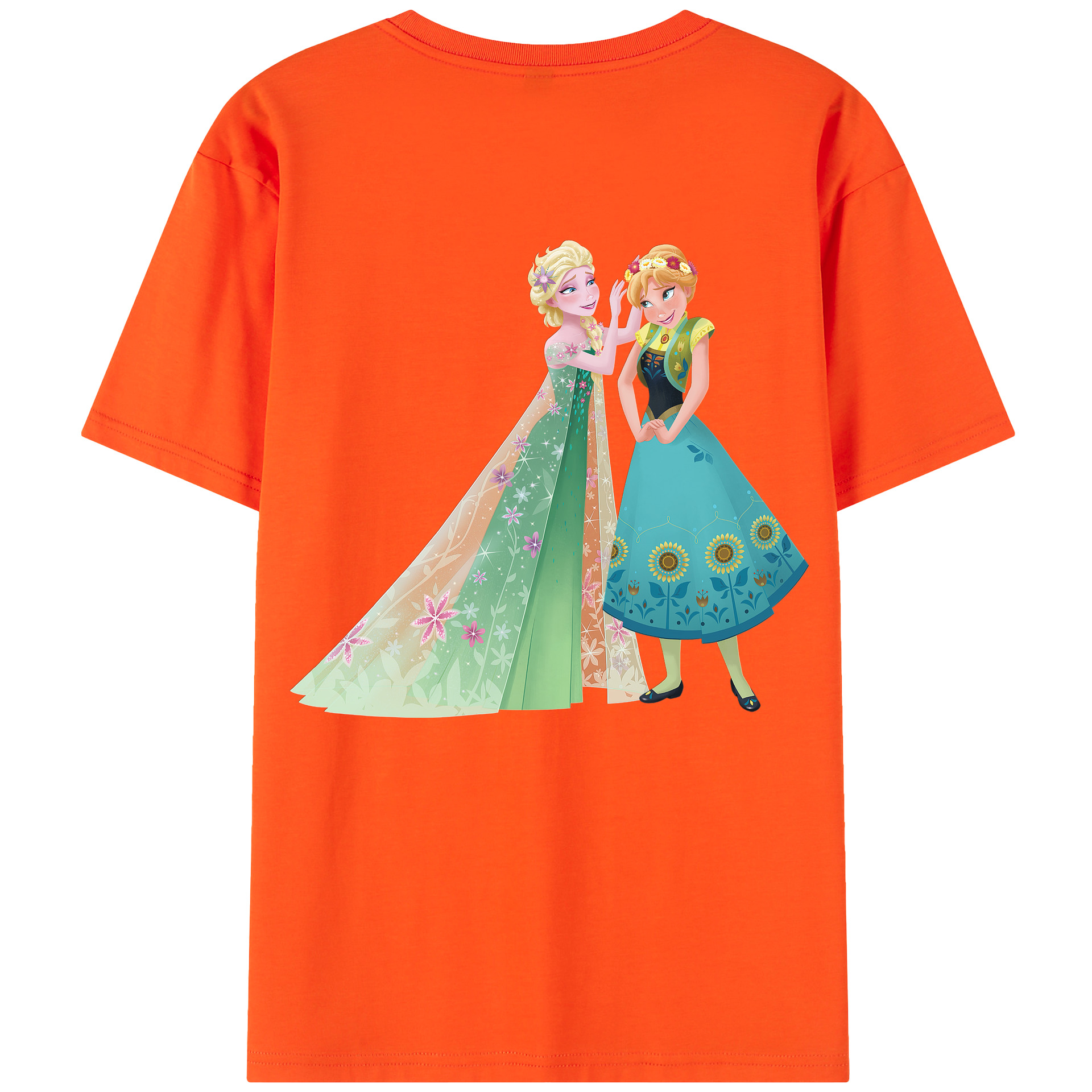 （画像用） アナと雪の女王 アンナ エルサ Frozen Anna Elsa 綿100％半袖Tシャツ（背面プリント）