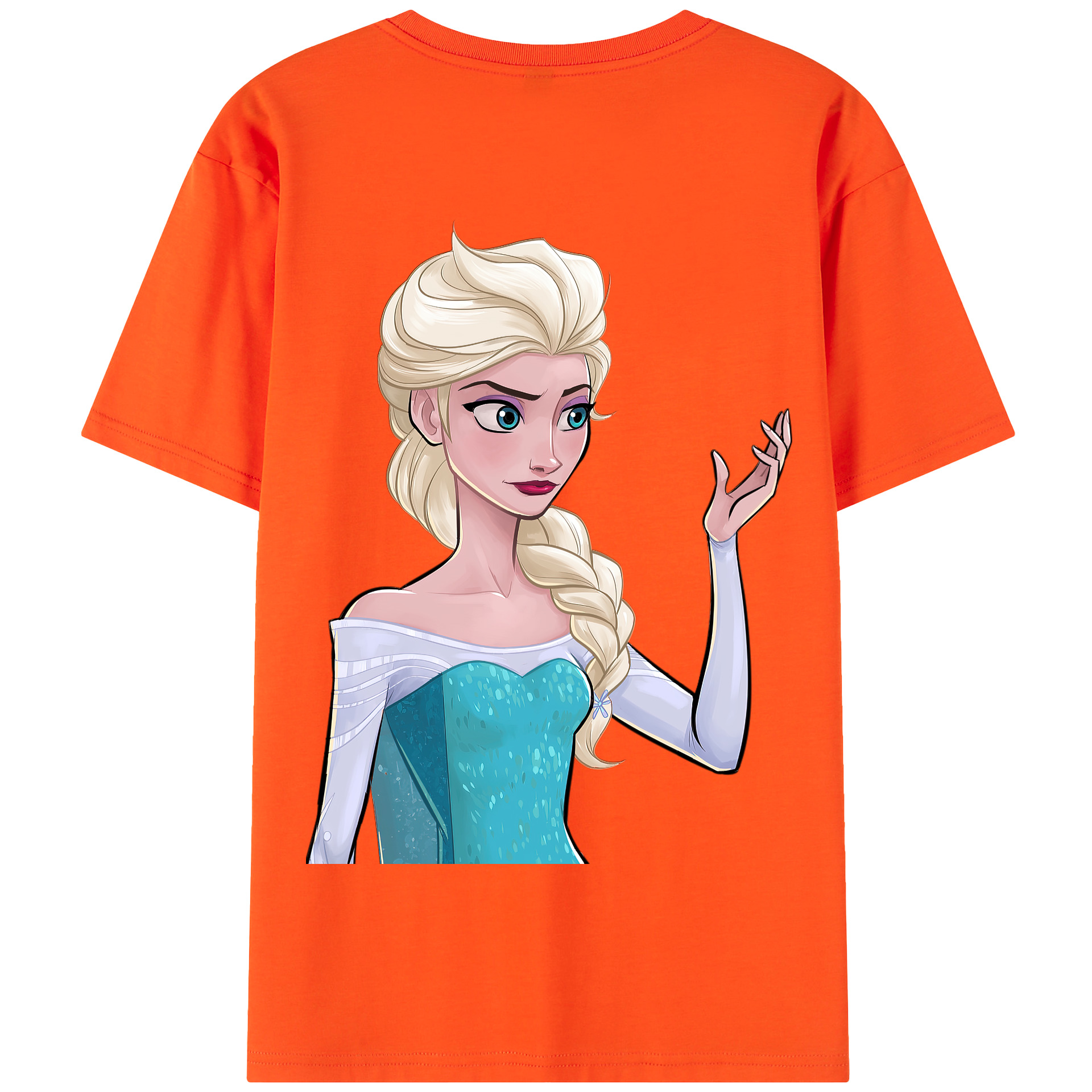 （画像用） アナと雪の女王 アンナ エルサ Frozen Anna Elsa 綿100％半袖Tシャツ（背面プリント）