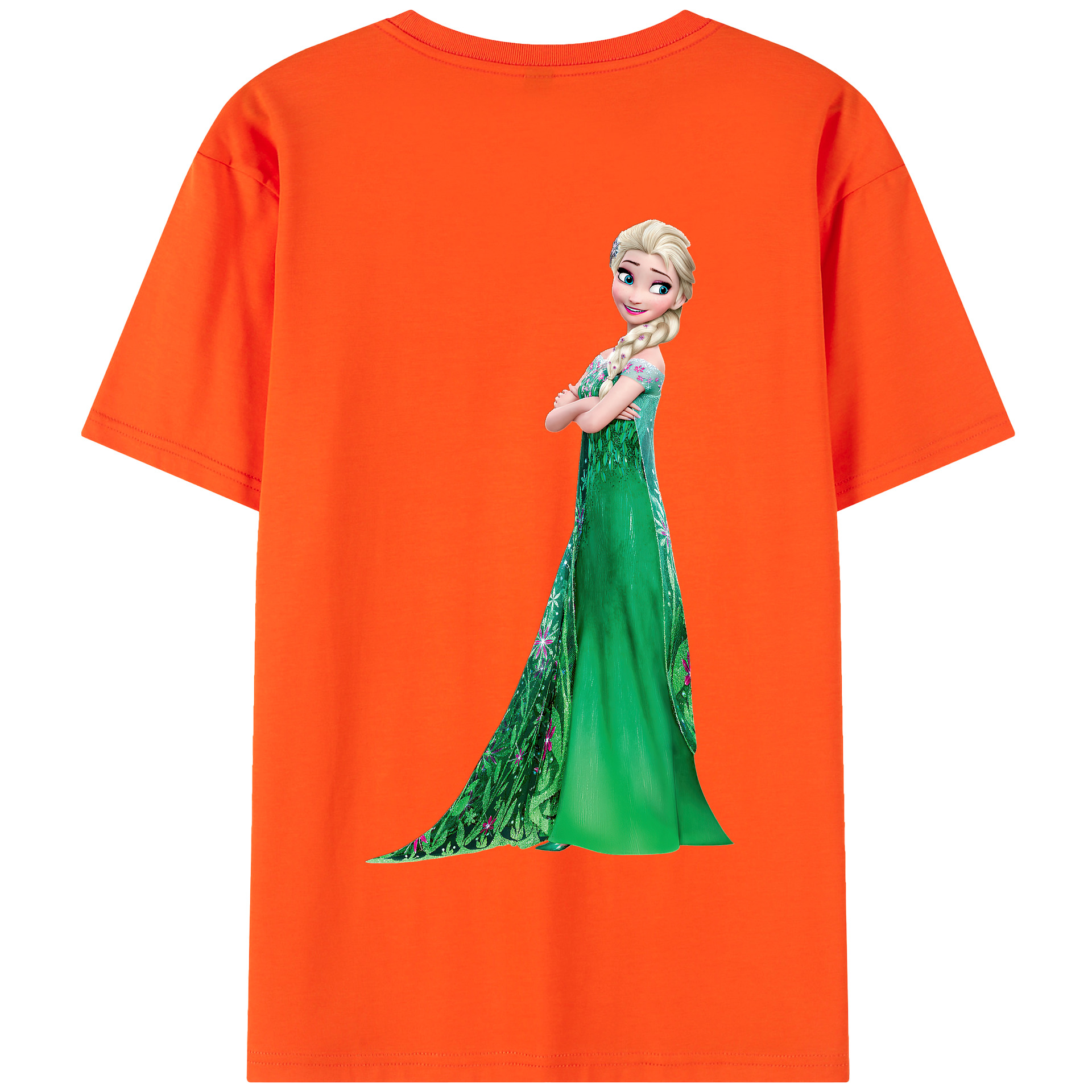 （画像用） アナと雪の女王 アンナ エルサ Frozen Anna Elsa 綿100％半袖Tシャツ（背面プリント）