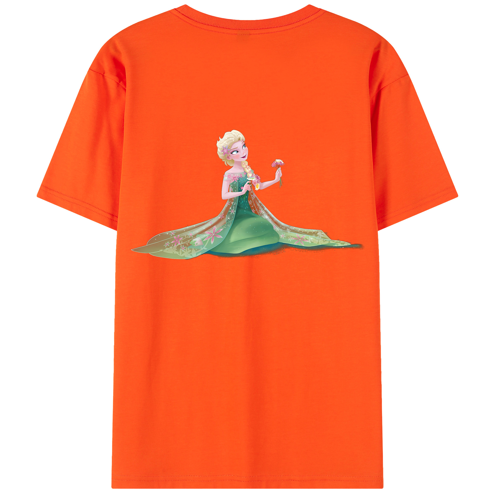（画像用） アナと雪の女王 アンナ エルサ Frozen Anna Elsa 綿100％半袖Tシャツ（背面プリント）