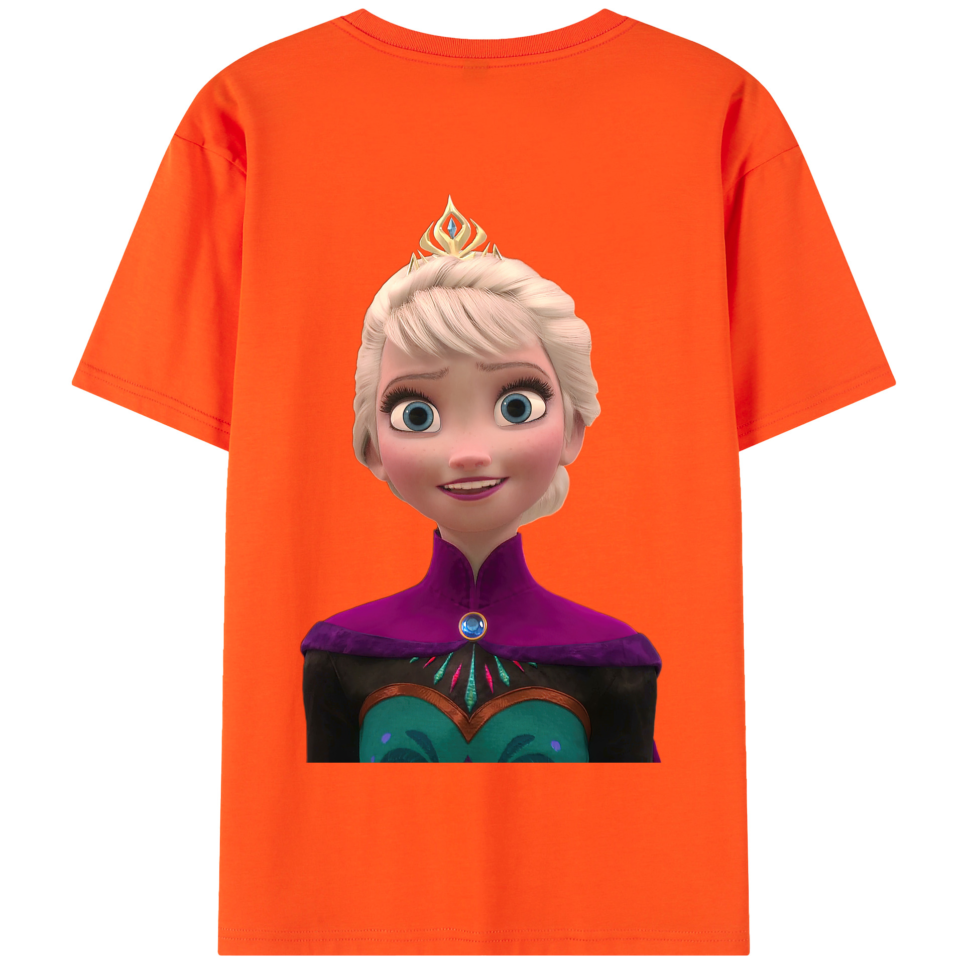 （画像用） アナと雪の女王 アンナ エルサ Frozen Anna Elsa 綿100％半袖Tシャツ（背面プリント）
