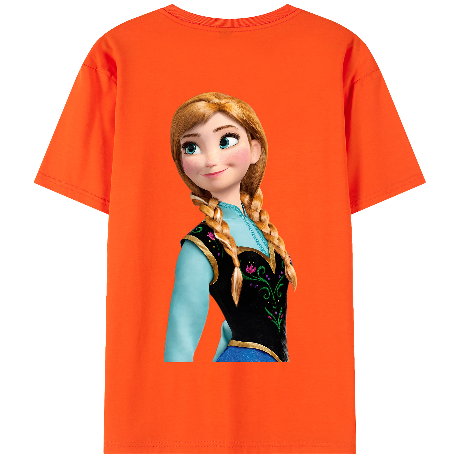 （画像用） アナと雪の女王 アンナ エルサ Frozen Anna Elsa 綿100％半袖Tシャツ（背面プリント）