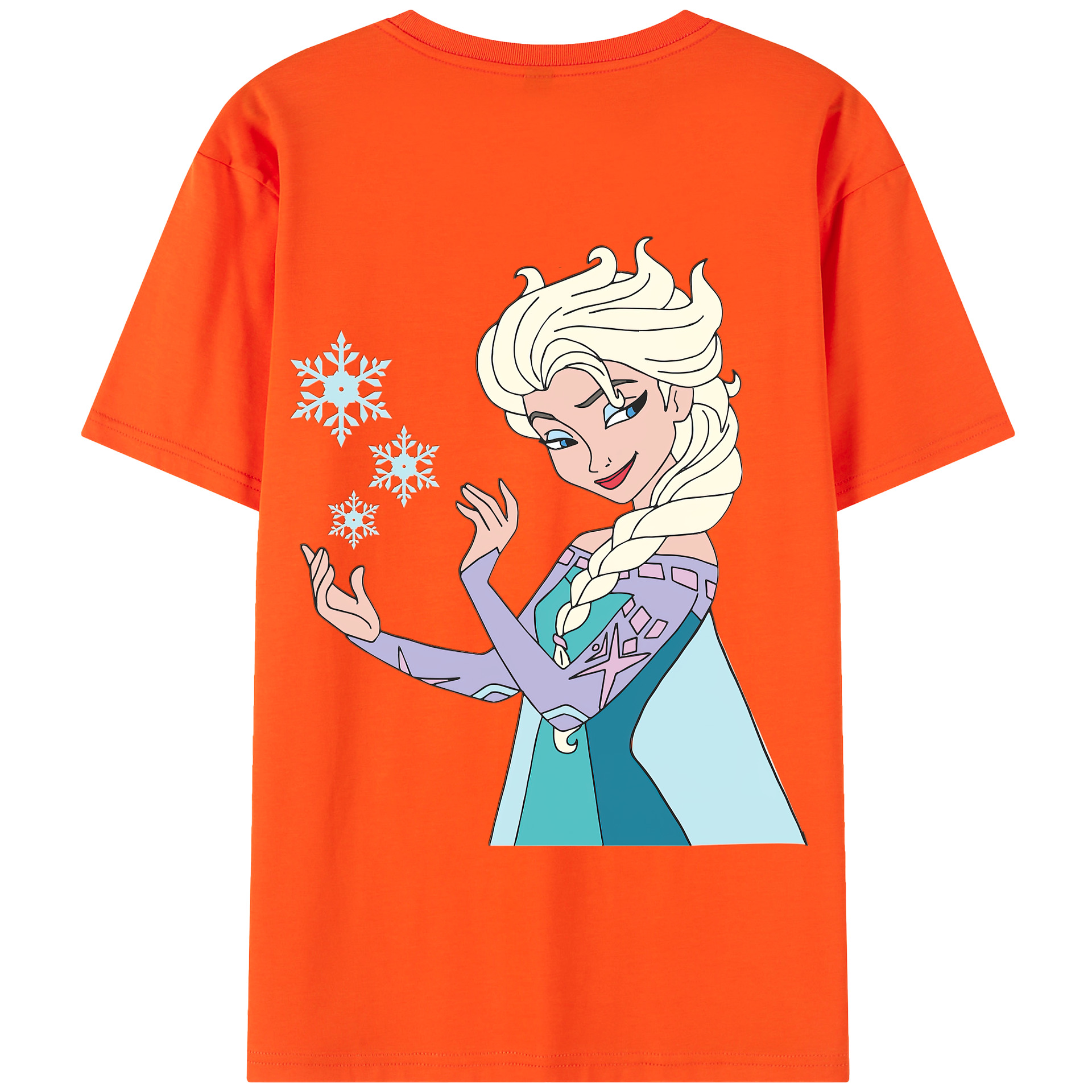 （画像用） アナと雪の女王 アンナ エルサ Frozen Anna Elsa 綿100％半袖Tシャツ（背面プリント）