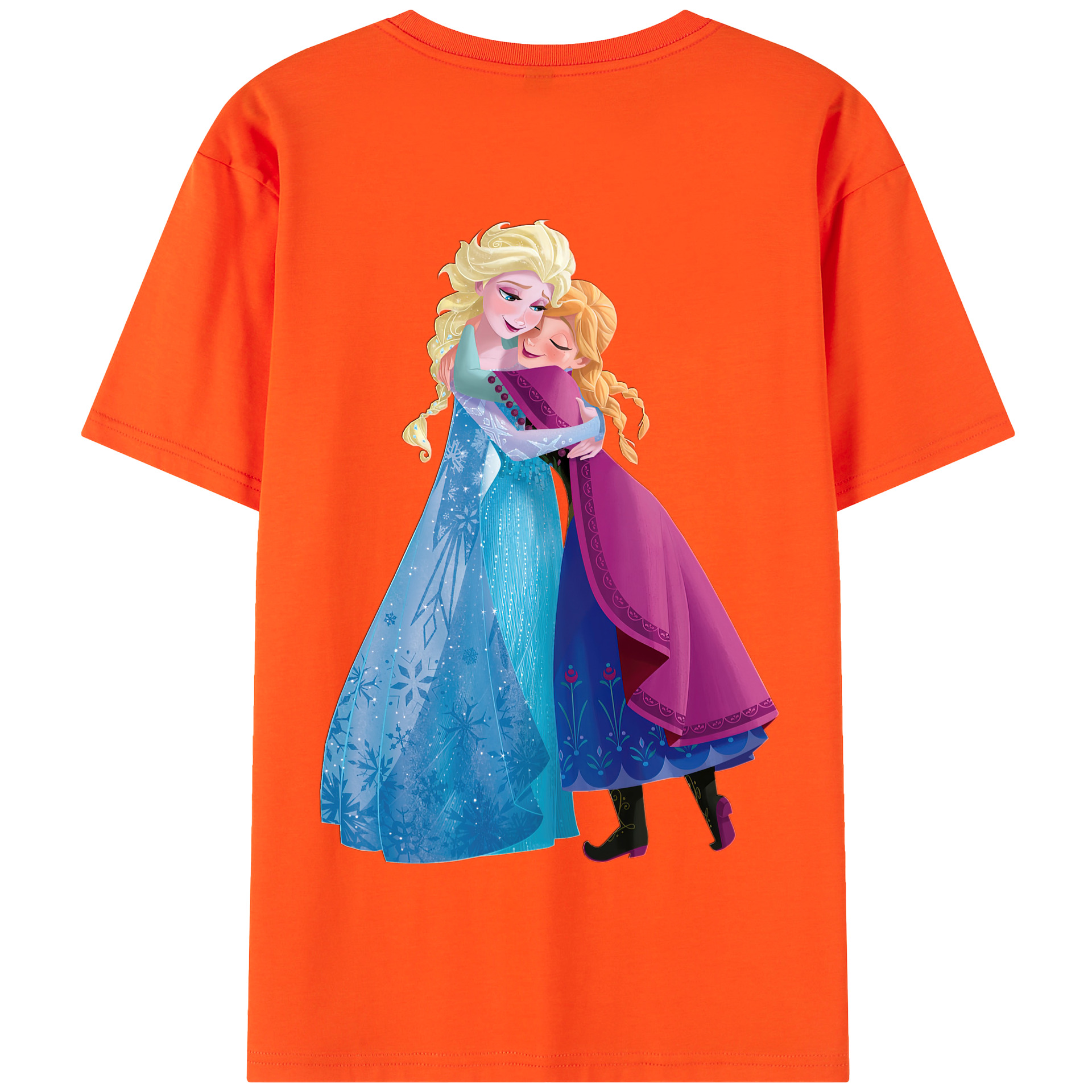 （画像用） アナと雪の女王 アンナ エルサ Frozen Anna Elsa 綿100％半袖Tシャツ（背面プリント）