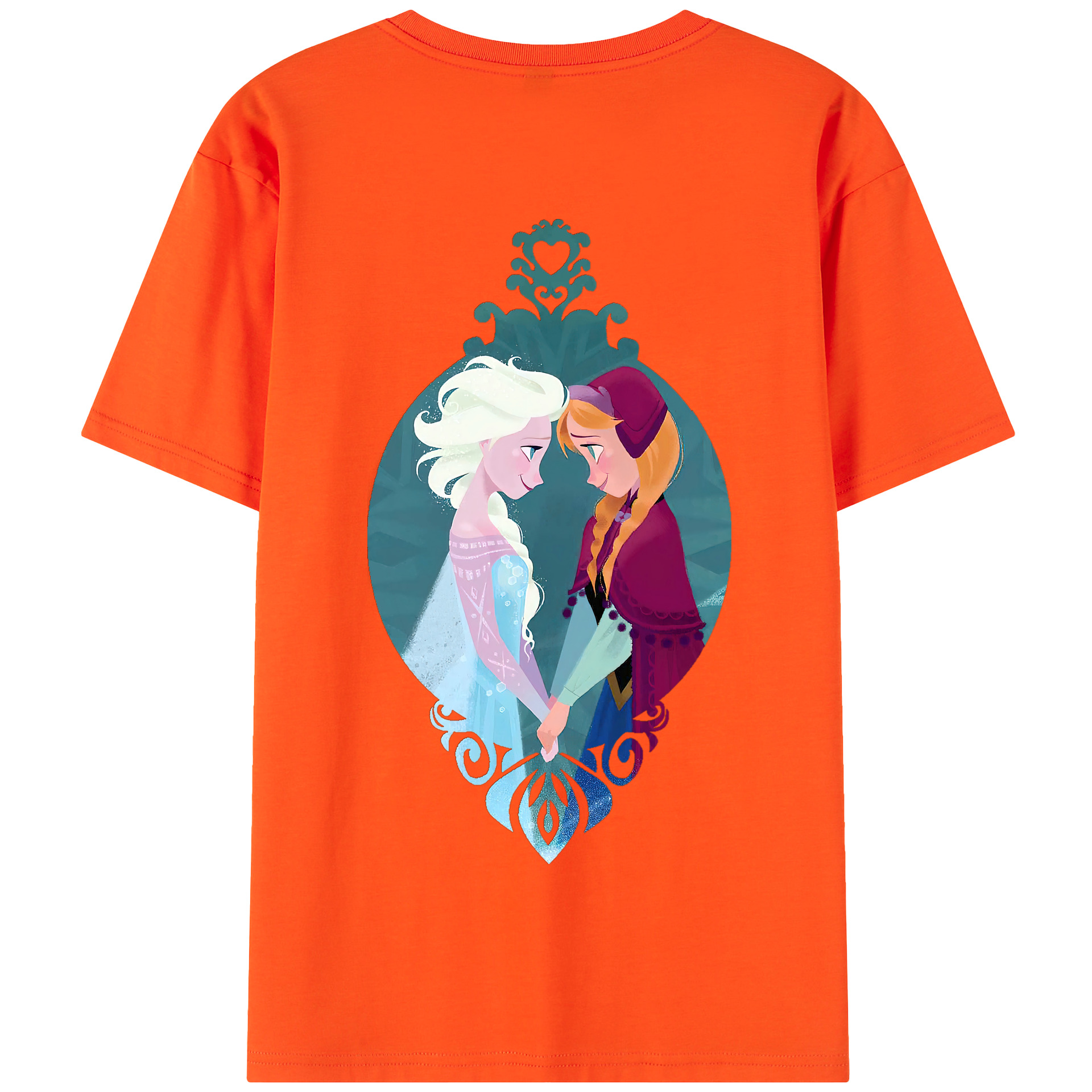 （画像用） アナと雪の女王 アンナ エルサ Frozen Anna Elsa 綿100％半袖Tシャツ（背面プリント）