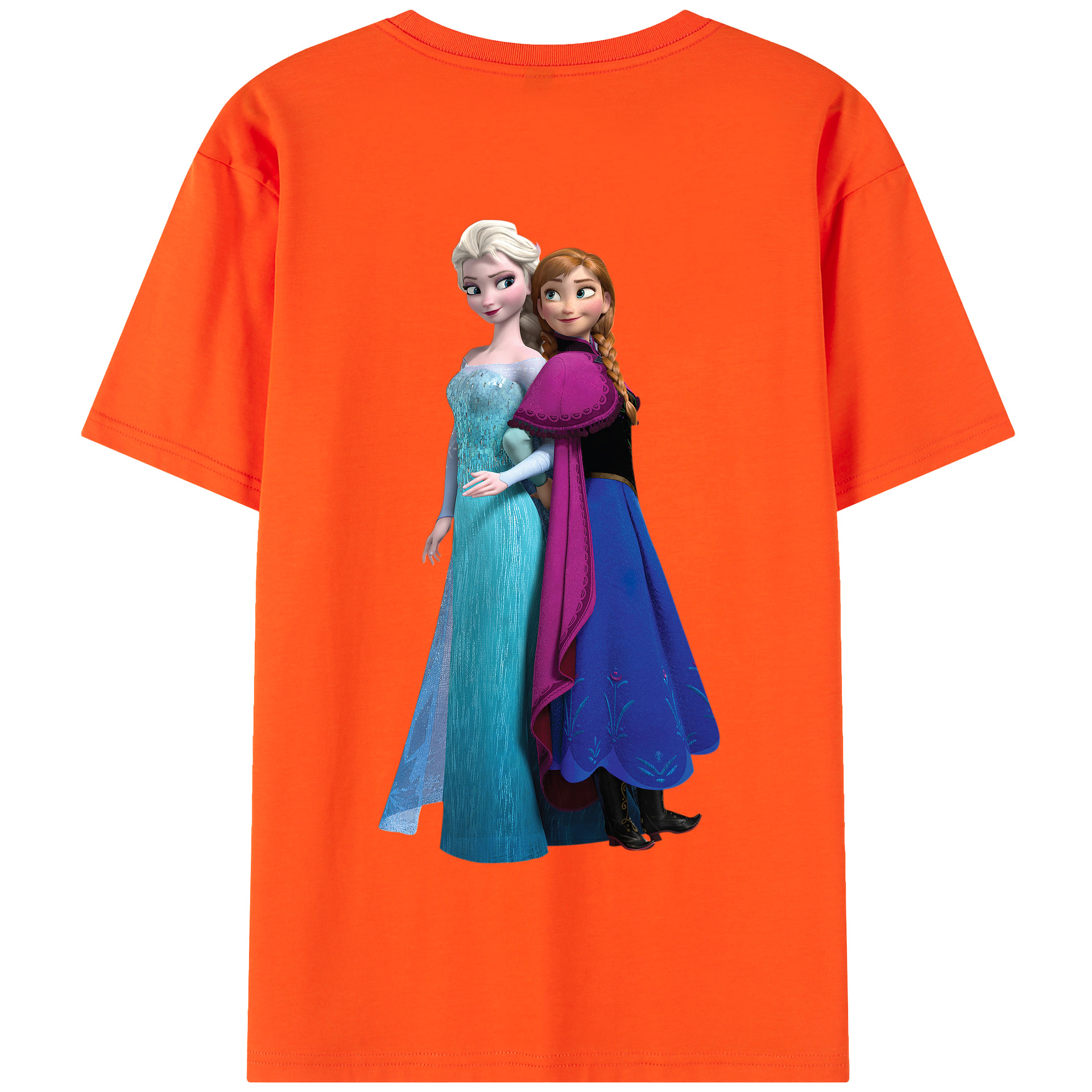 （画像用） アナと雪の女王 アンナ エルサ Frozen Anna Elsa 綿100％半袖Tシャツ（背面プリント）