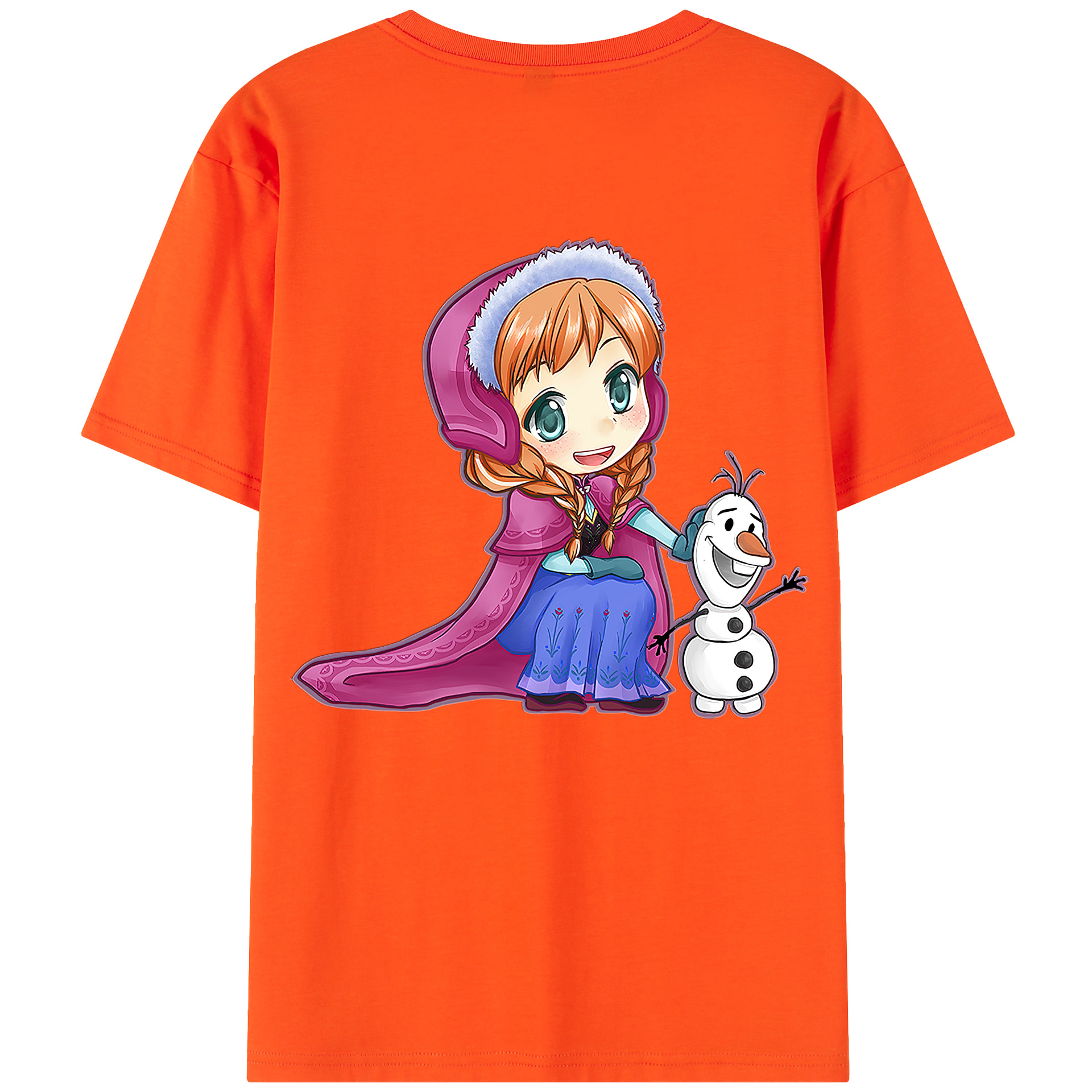 （画像用） アナと雪の女王 アンナ エルサ Frozen Anna Elsa 綿100％半袖Tシャツ（背面プリント）