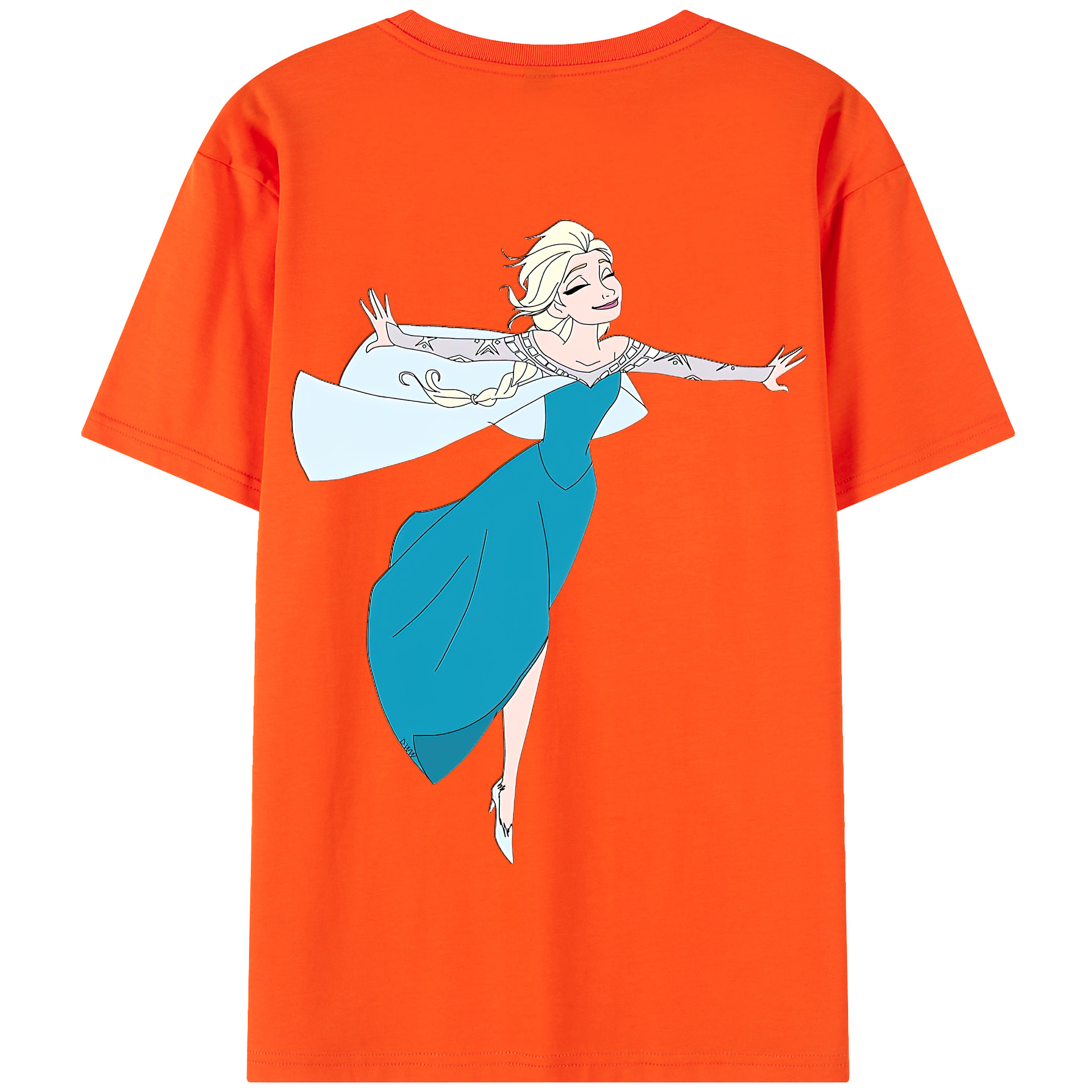 （画像用） アナと雪の女王 アンナ エルサ Frozen Anna Elsa 綿100％半袖Tシャツ（背面プリント）