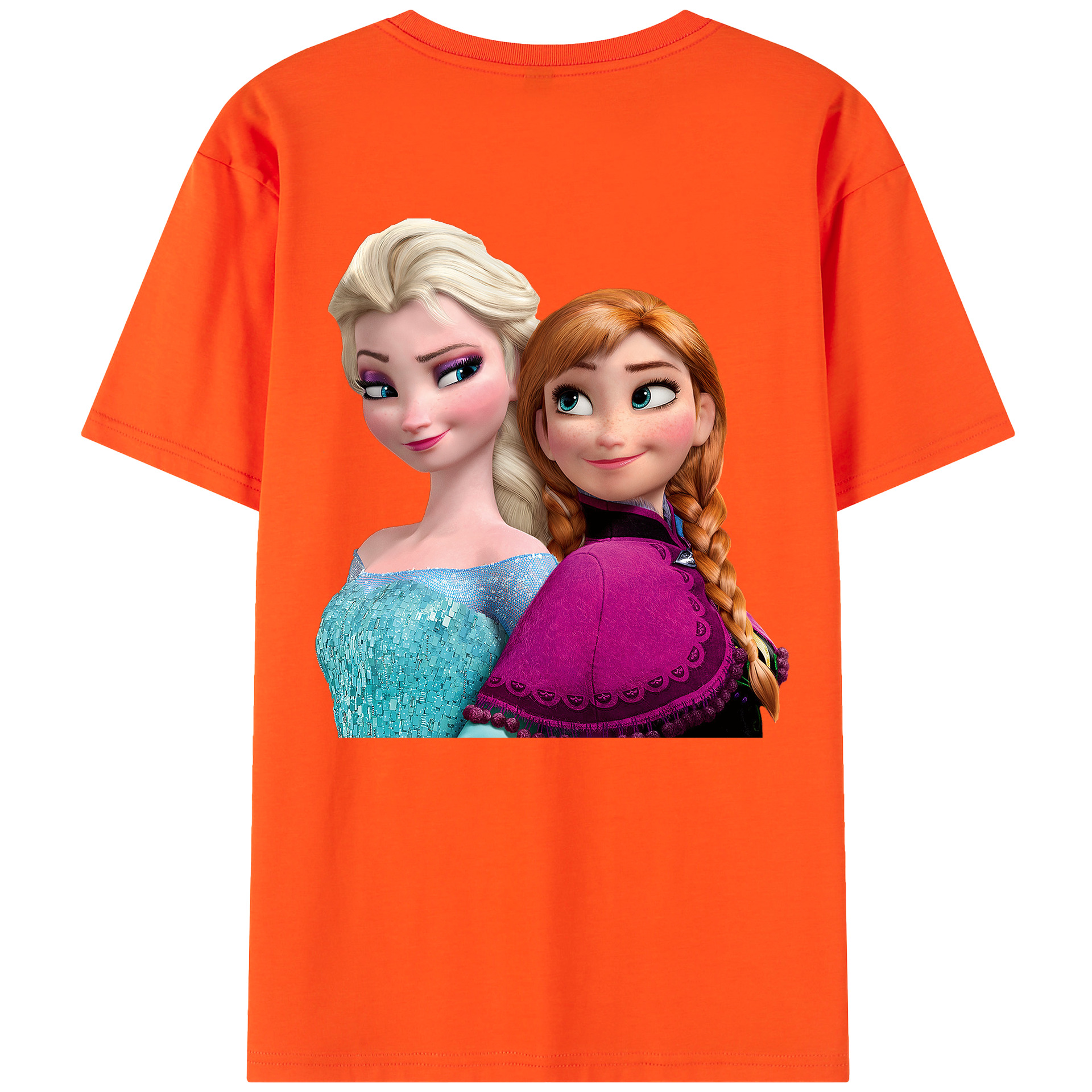 （画像用） アナと雪の女王 アンナ エルサ Frozen Anna Elsa 綿100％半袖Tシャツ（背面プリント）