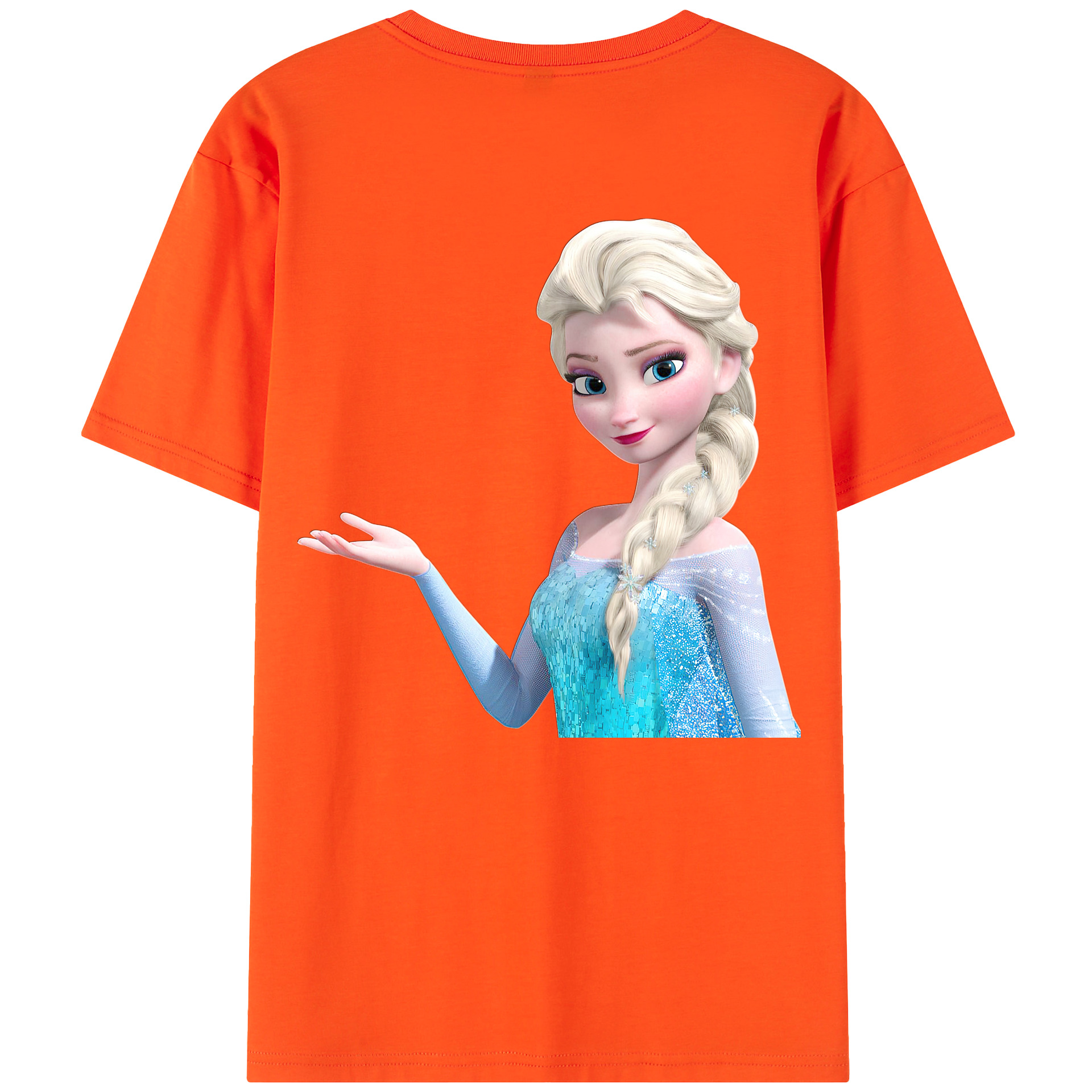 （画像用） アナと雪の女王 アンナ エルサ Frozen Anna Elsa 綿100％半袖Tシャツ（背面プリント）