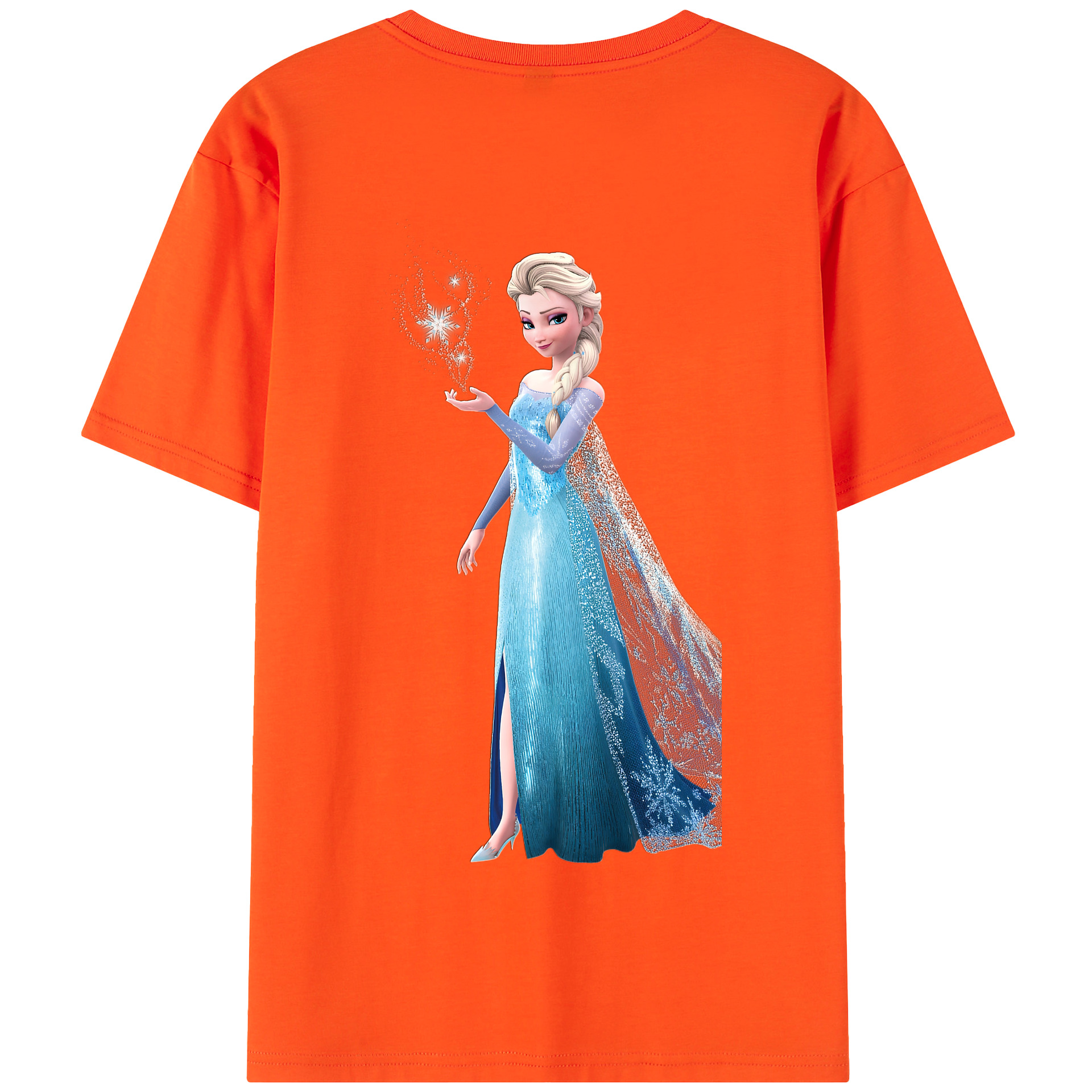 （画像用） アナと雪の女王 アンナ エルサ Frozen Anna Elsa 綿100％半袖Tシャツ（背面プリント）
