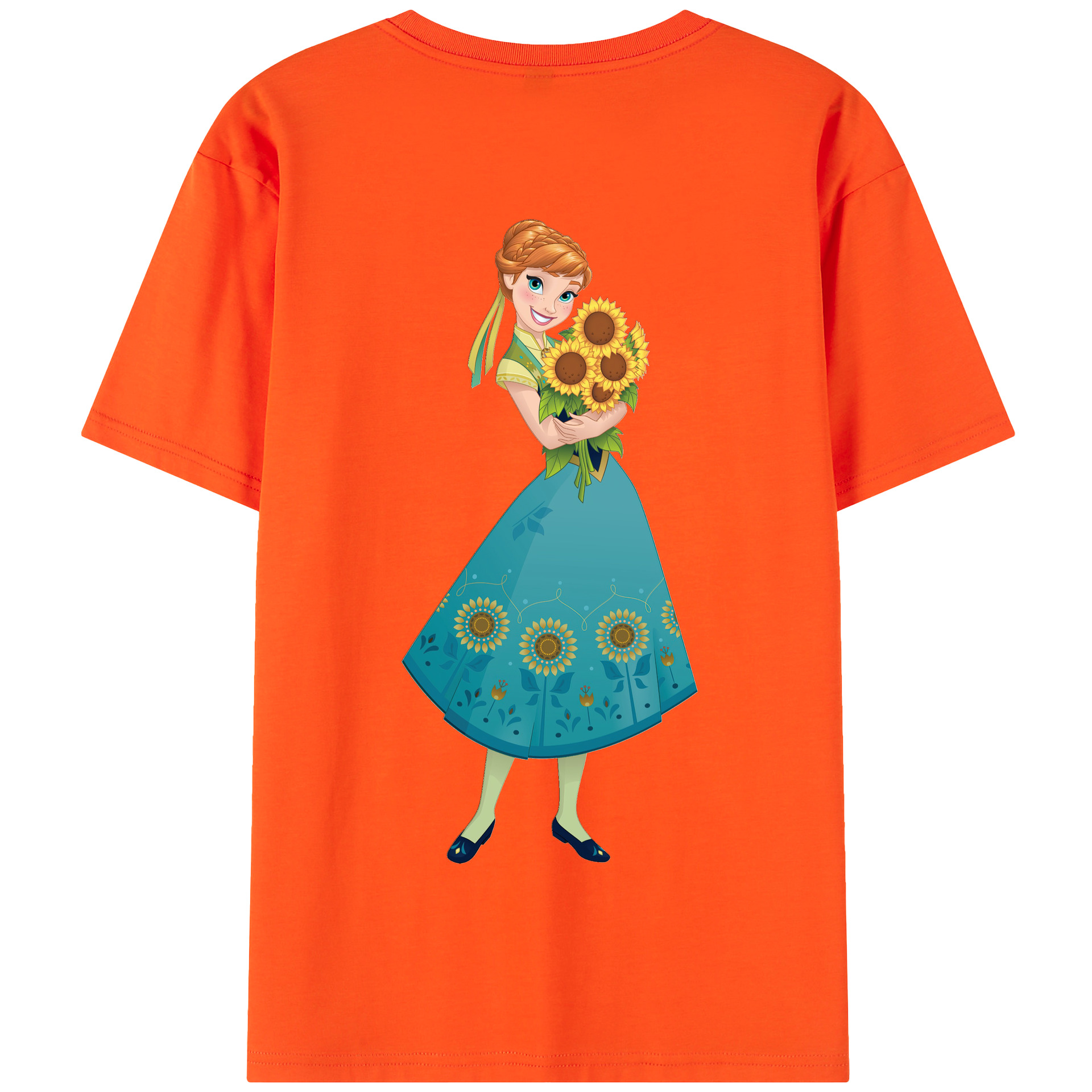 （画像用） アナと雪の女王 アンナ エルサ Frozen Anna Elsa 綿100％半袖Tシャツ（背面プリント）