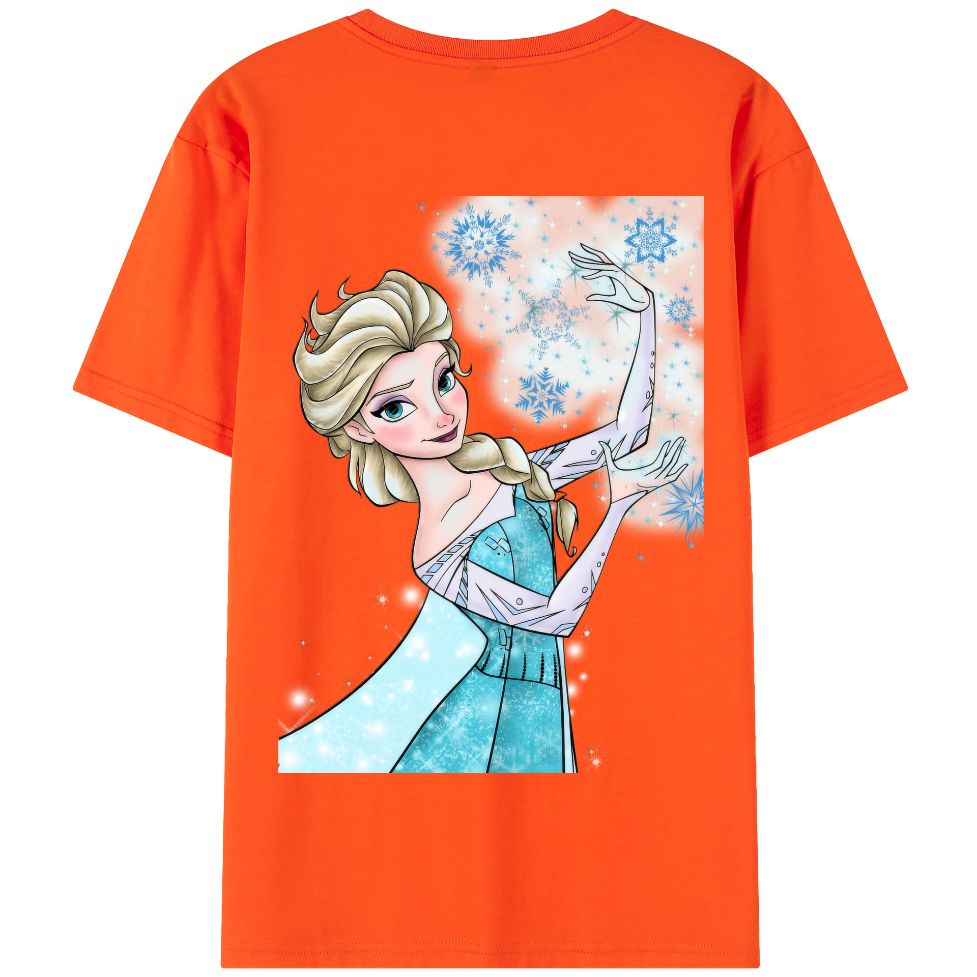 （画像用） アナと雪の女王 アンナ エルサ Frozen Anna Elsa 綿100％半袖Tシャツ（背面プリント）