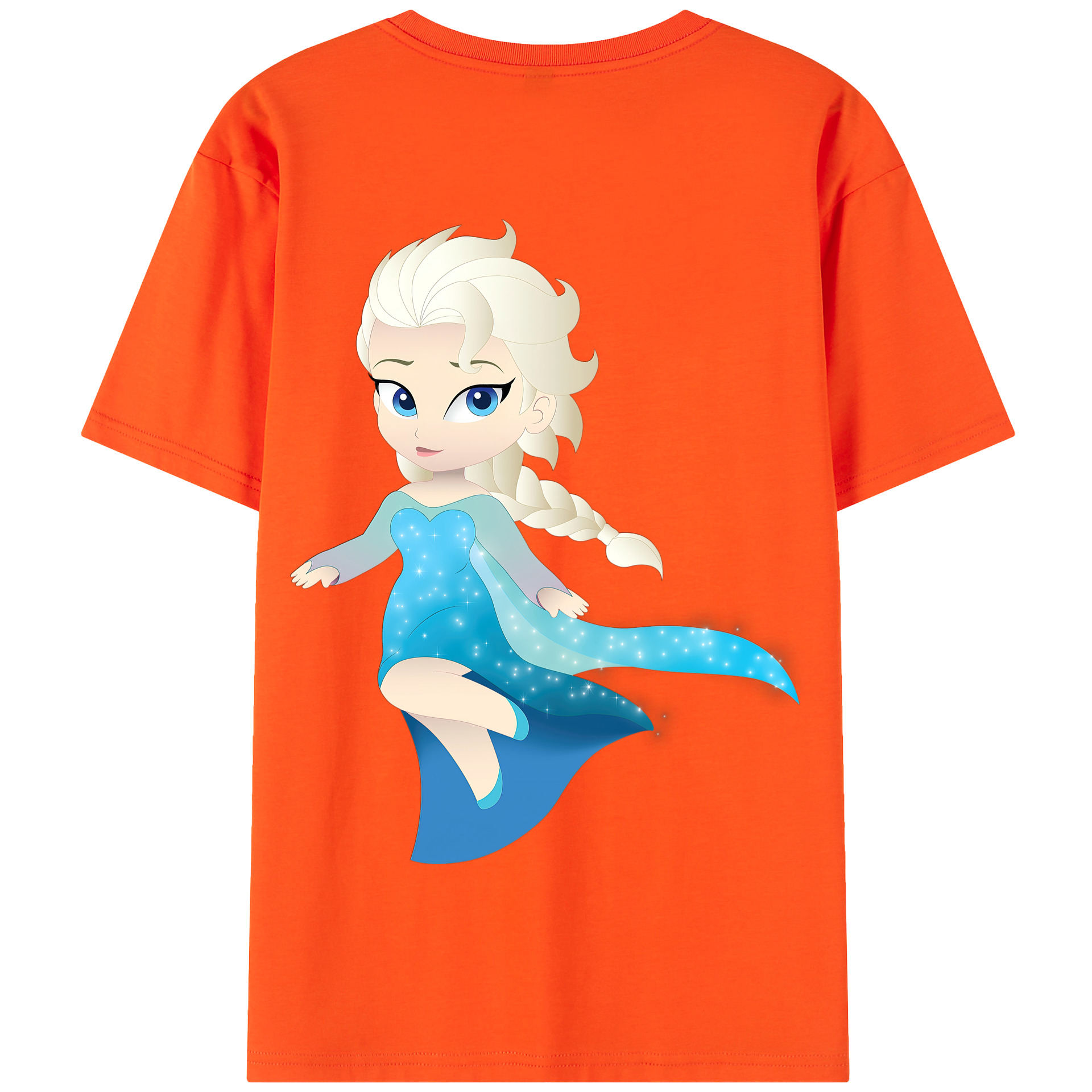 （画像用） アナと雪の女王 アンナ エルサ Frozen Anna Elsa 綿100％半袖Tシャツ（背面プリント）