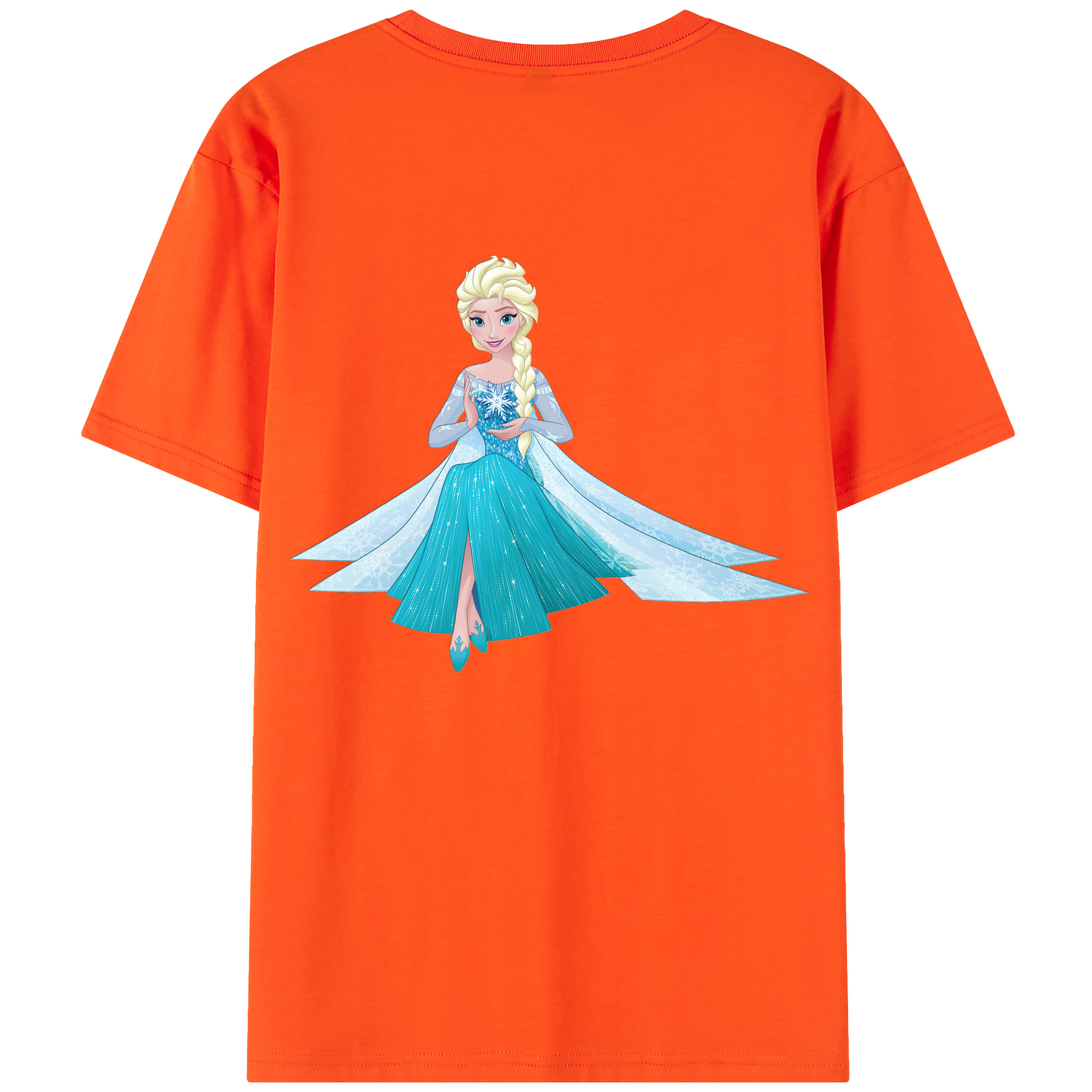 （画像用） アナと雪の女王 アンナ エルサ Frozen Anna Elsa 綿100％半袖Tシャツ（背面プリント）