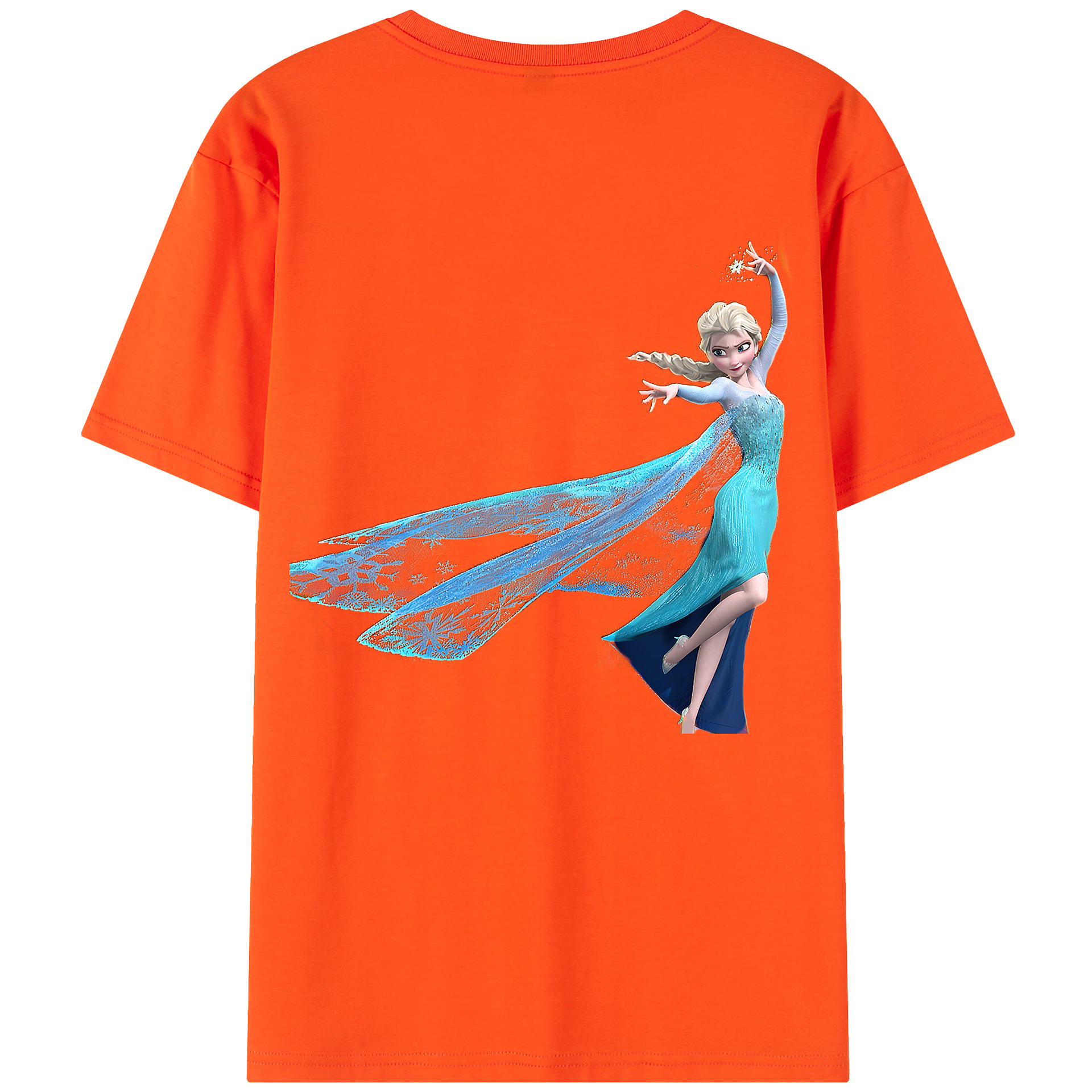 （画像用） アナと雪の女王 アンナ エルサ Frozen Anna Elsa 綿100％半袖Tシャツ（背面プリント）