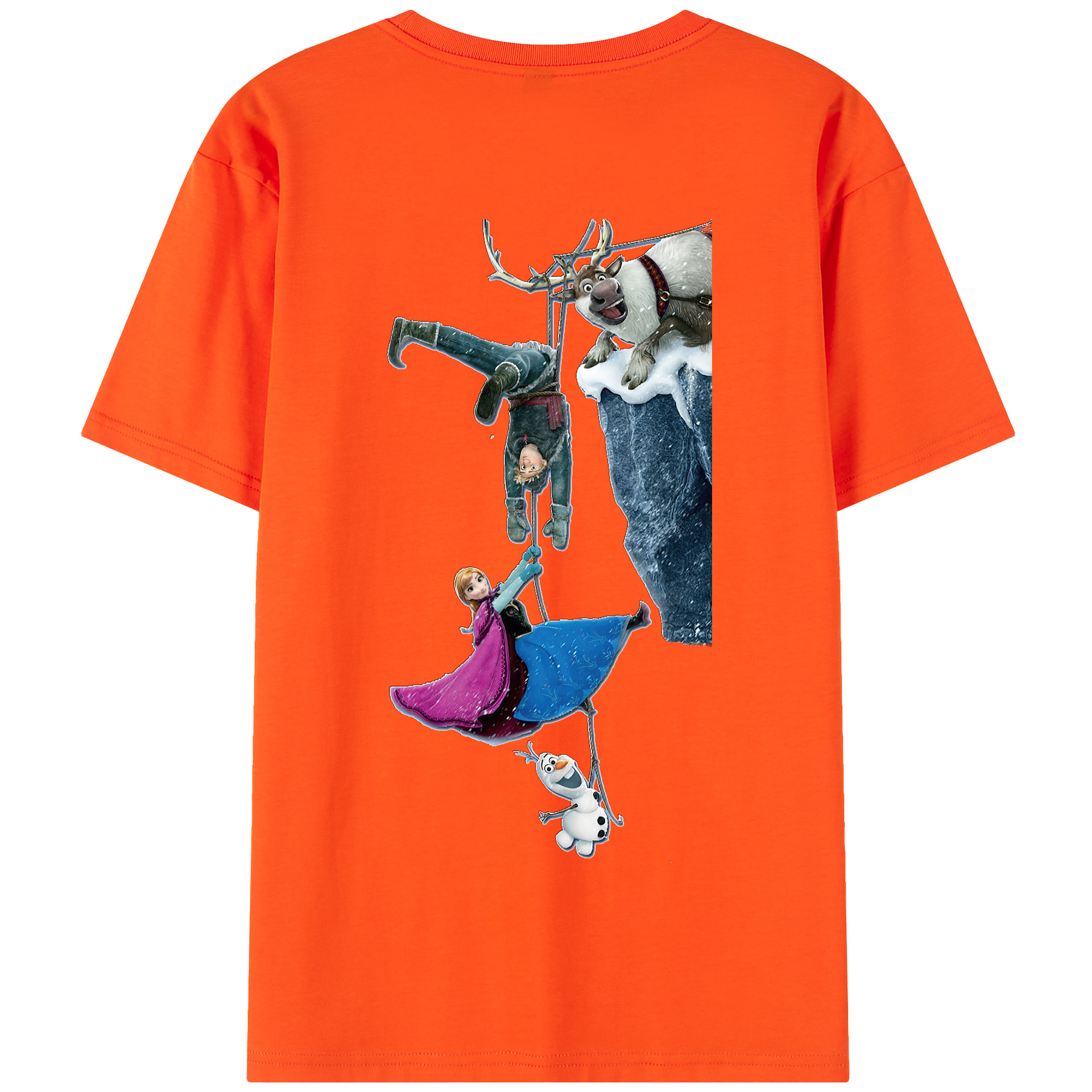 （画像用） アナと雪の女王 アンナ エルサ Frozen Anna Elsa 綿100％半袖Tシャツ（背面プリント）
