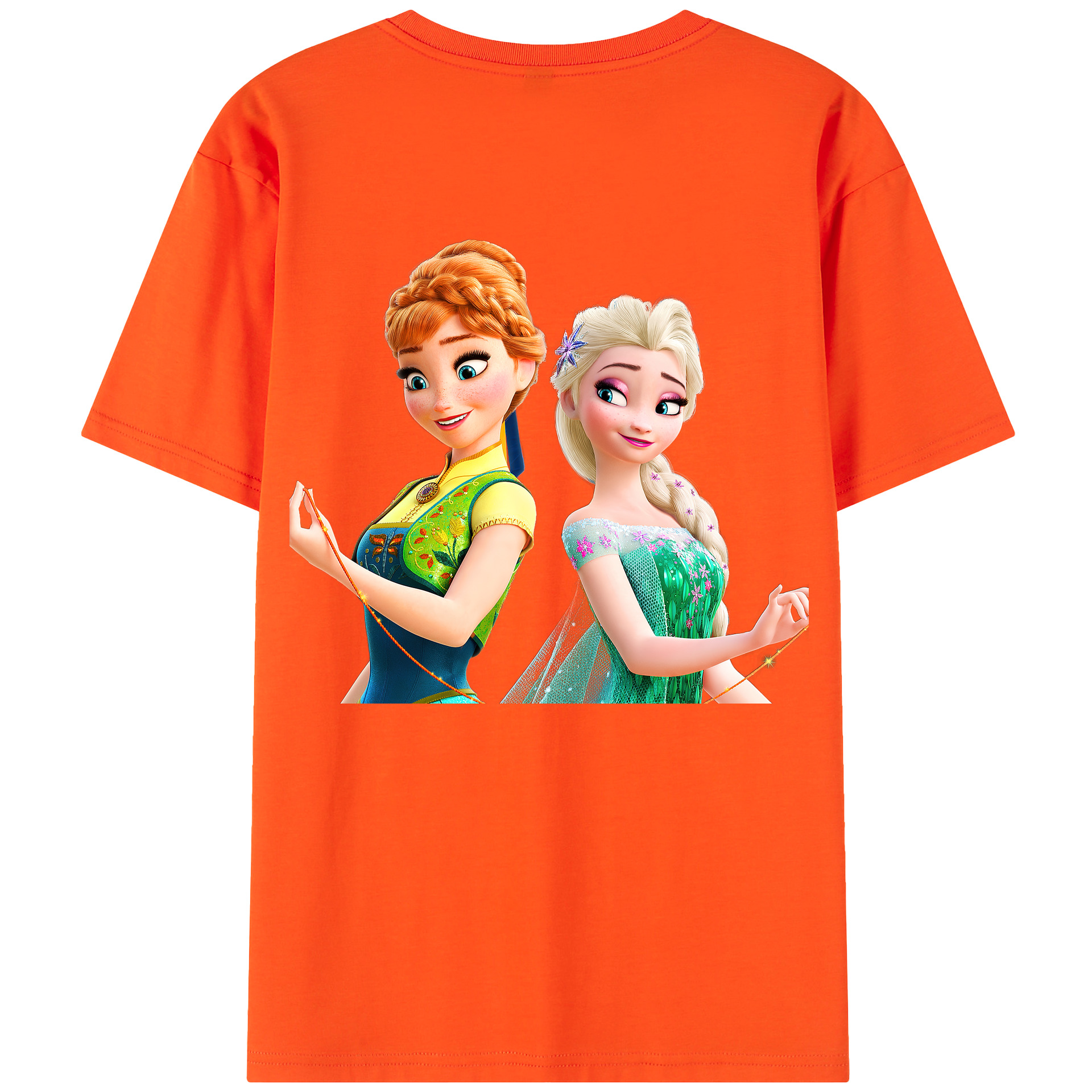 （画像用） アナと雪の女王 アンナ エルサ Frozen Anna Elsa 綿100％半袖Tシャツ（背面プリント）
