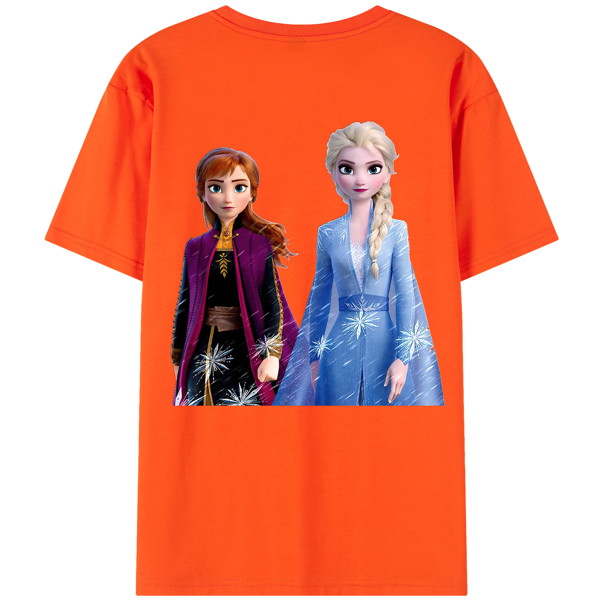 （画像用） アナと雪の女王 アンナ エルサ Frozen Anna Elsa 綿100％半袖Tシャツ（背面プリント）