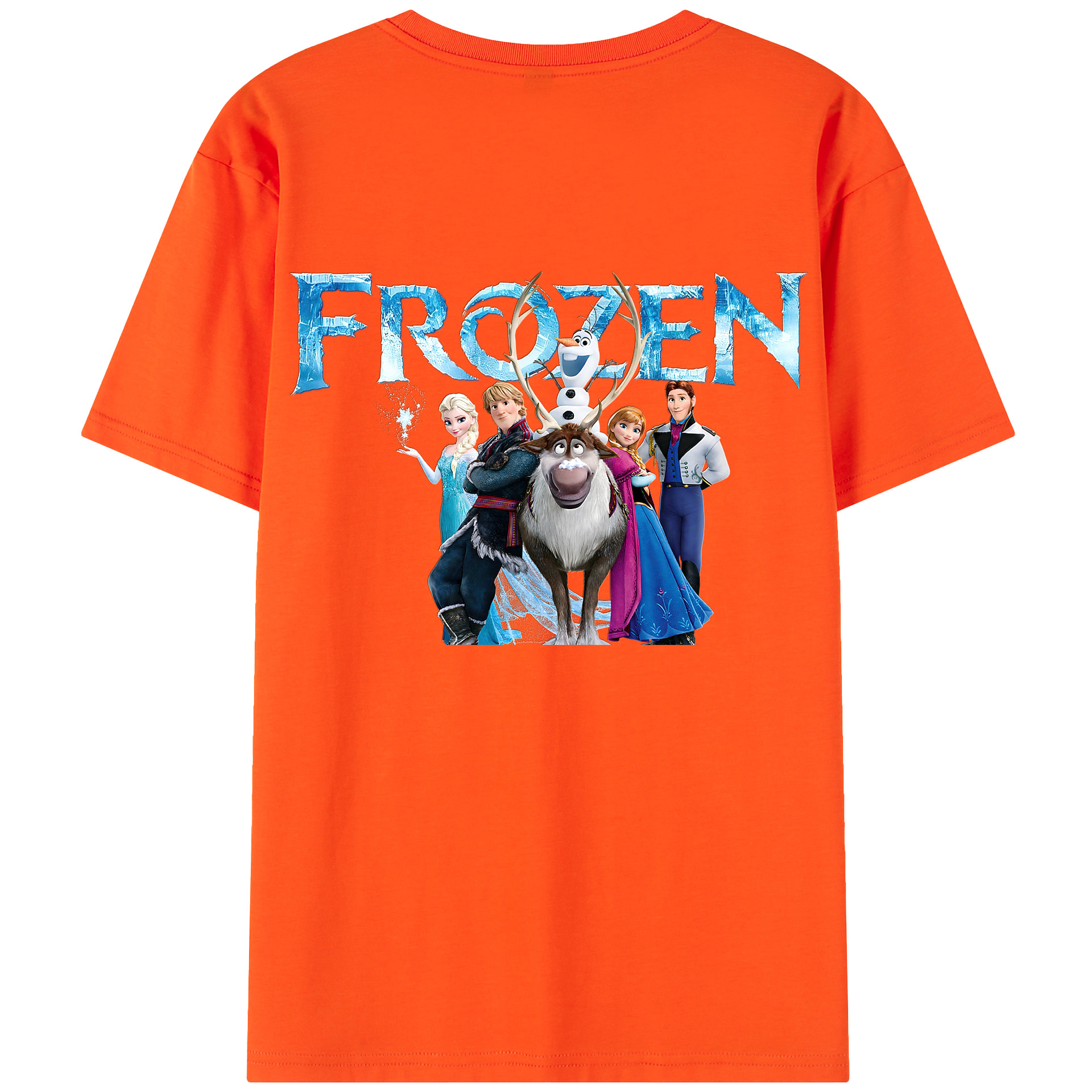 （画像用） アナと雪の女王 アンナ エルサ Frozen Anna Elsa 綿100％半袖Tシャツ（背面プリント）