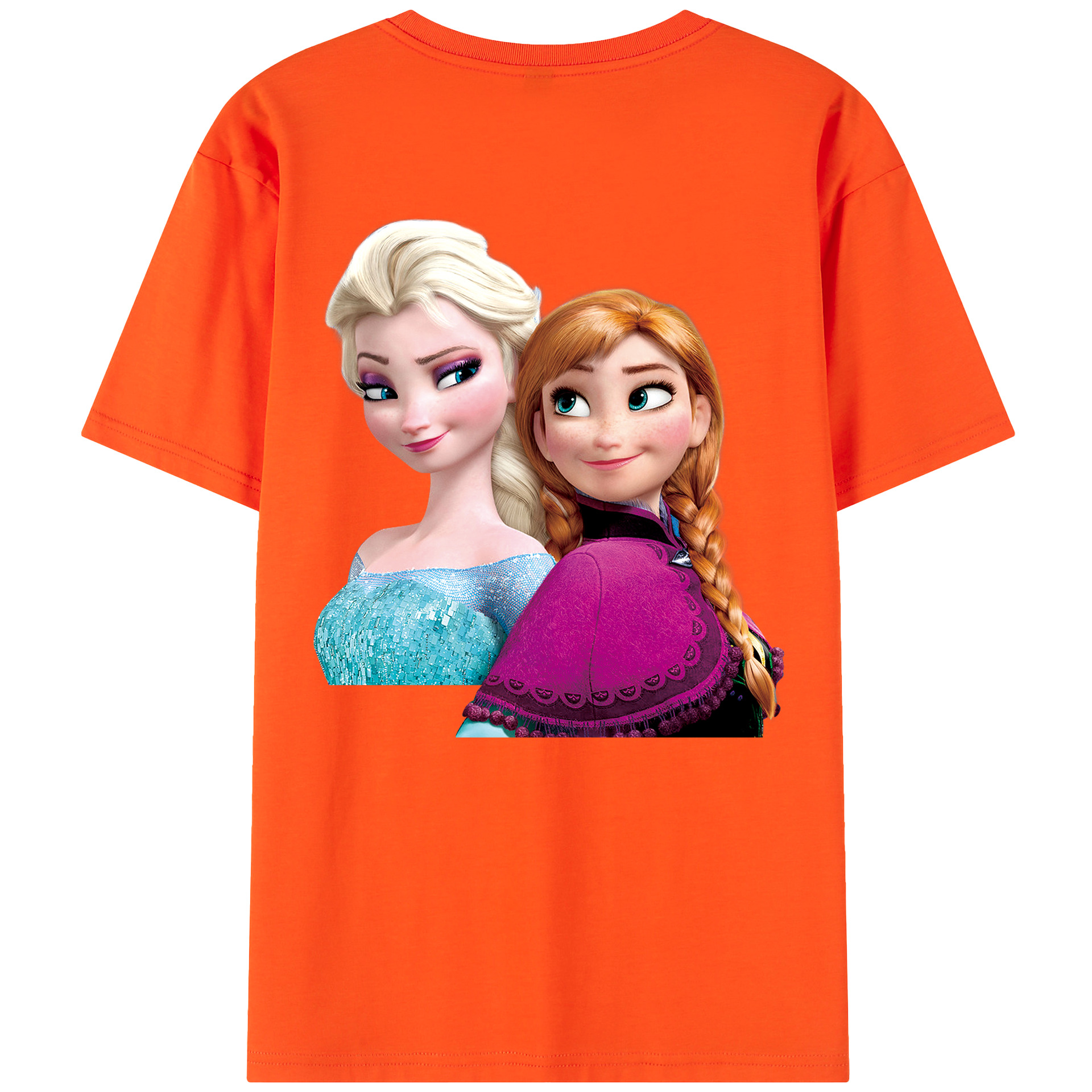 （画像用） アナと雪の女王 アンナ エルサ Frozen Anna Elsa 綿100％半袖Tシャツ（背面プリント）