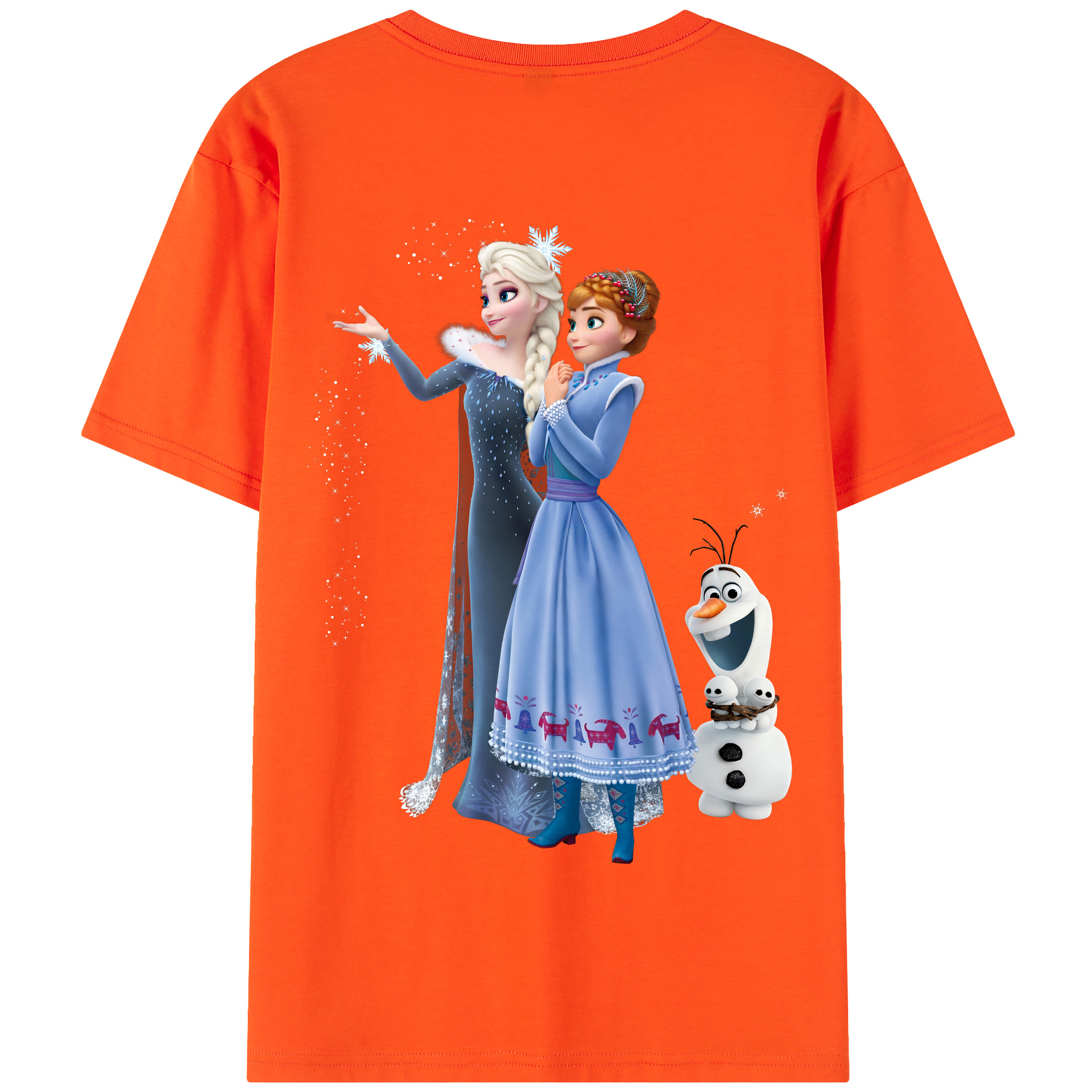 （画像用） アナと雪の女王 アンナ エルサ Frozen Anna Elsa 綿100％半袖Tシャツ（背面プリント）