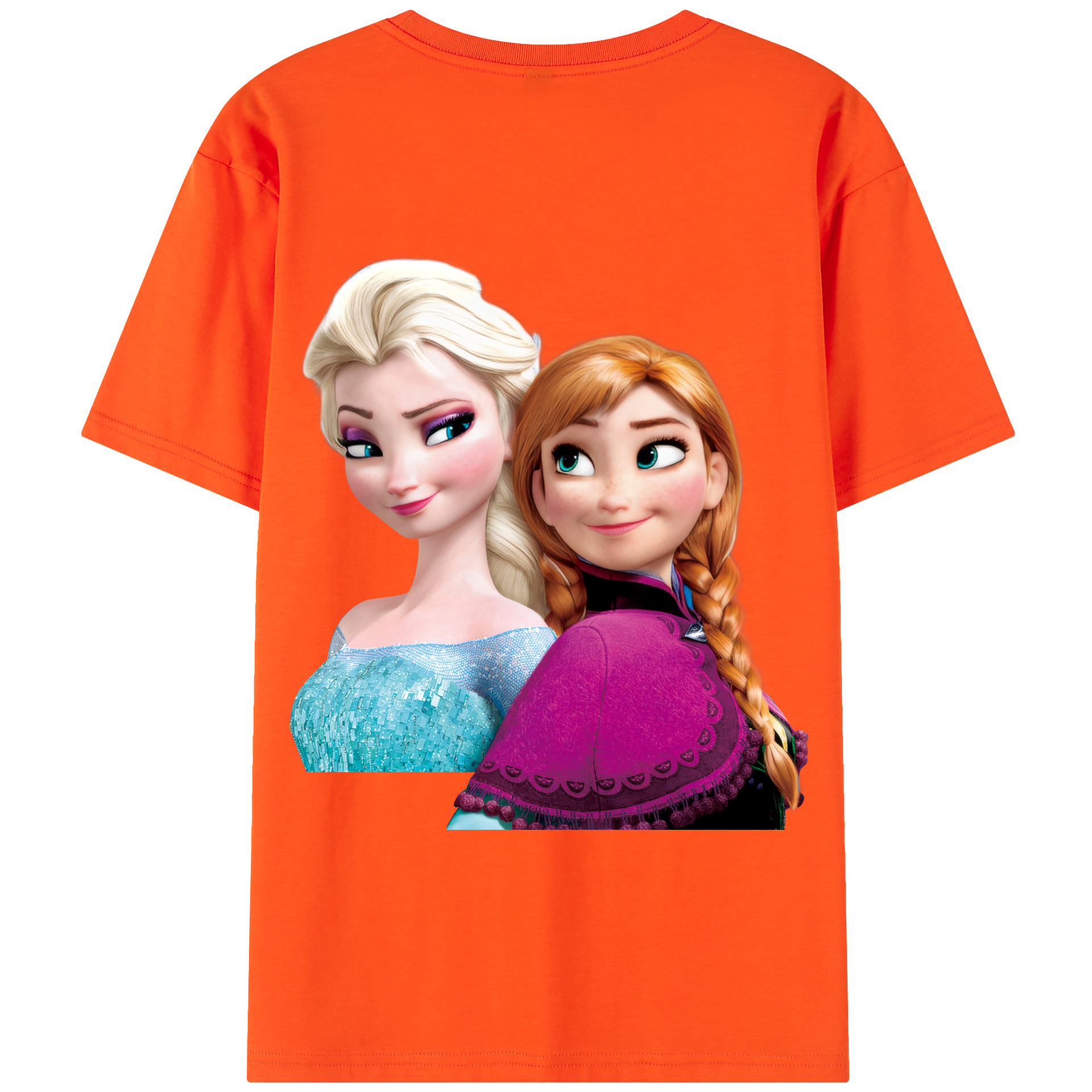 （画像用） アナと雪の女王 アンナ エルサ Frozen Anna Elsa 綿100％半袖Tシャツ（背面プリント）