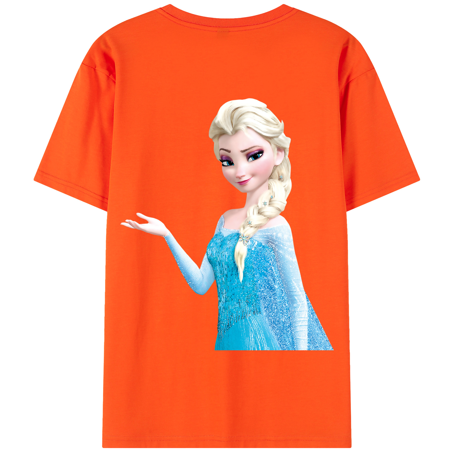 （画像用） アナと雪の女王 アンナ エルサ Frozen Anna Elsa 綿100％半袖Tシャツ（背面プリント）