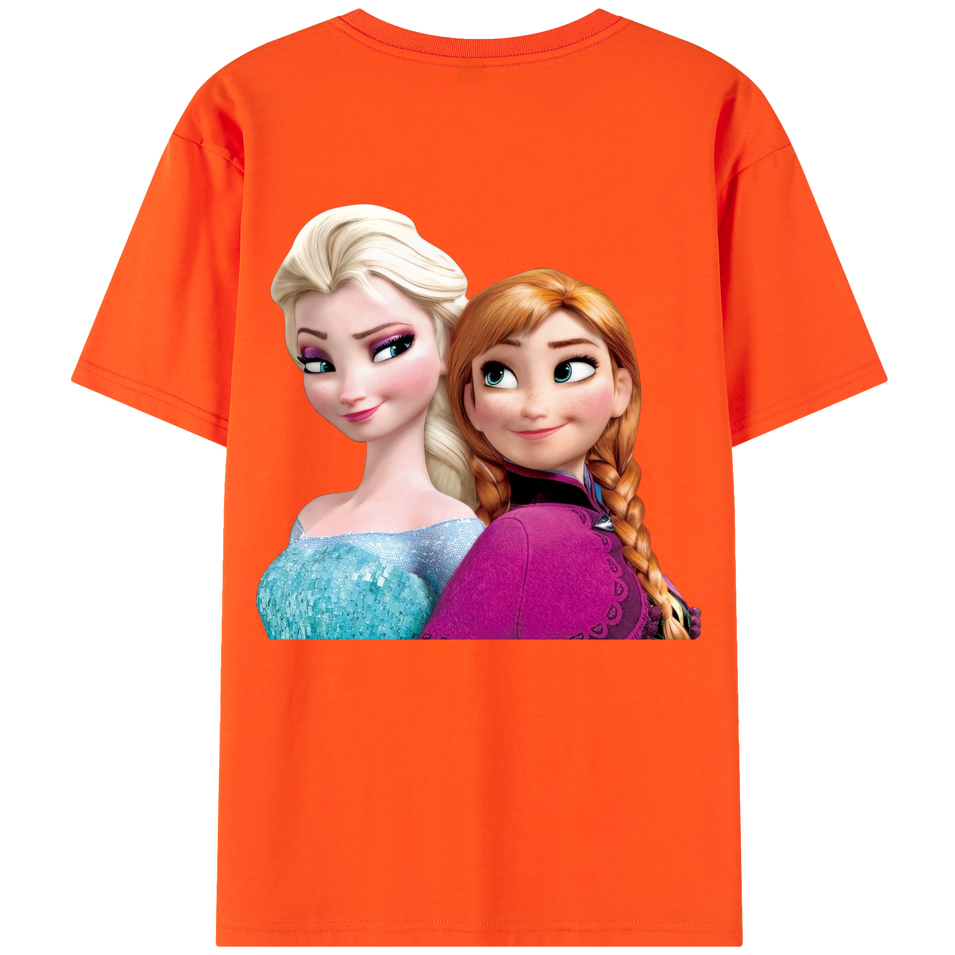 （画像用） アナと雪の女王 アンナ エルサ Frozen Anna Elsa 綿100％半袖Tシャツ（背面プリント）