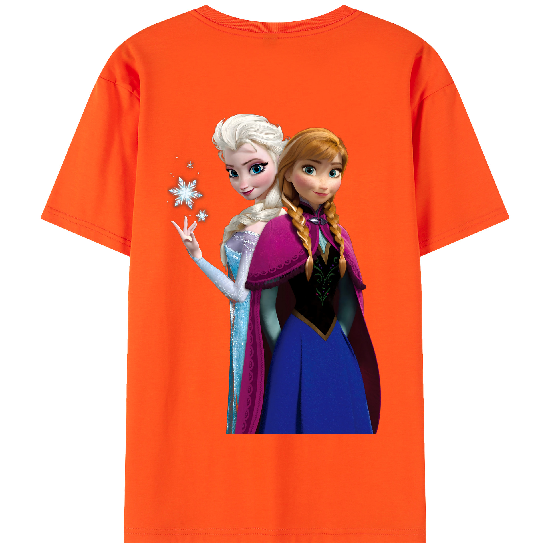 （画像用） アナと雪の女王 アンナ エルサ Frozen Anna Elsa 綿100％半袖Tシャツ（背面プリント）