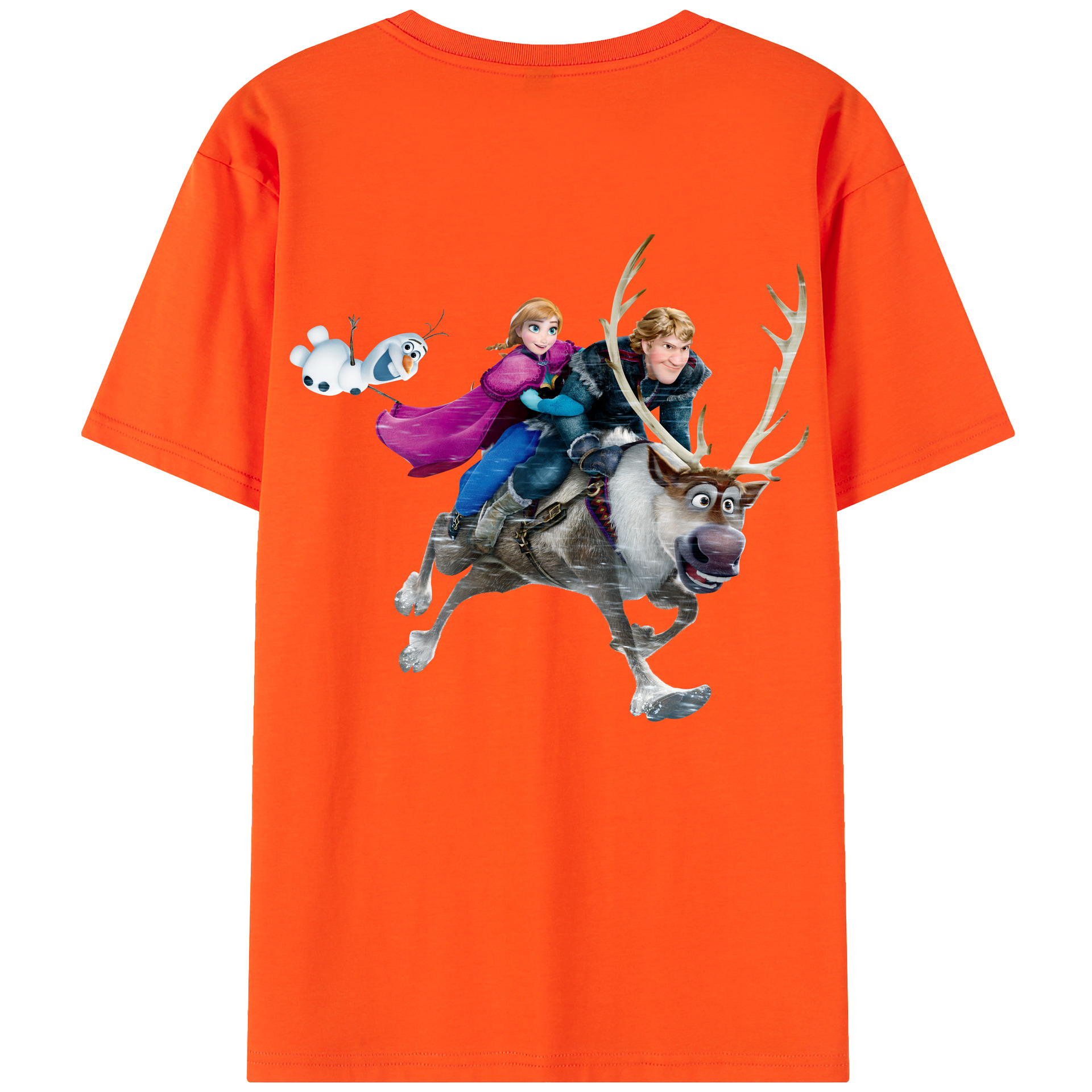 （画像用） アナと雪の女王 アンナ エルサ Frozen Anna Elsa 綿100％半袖Tシャツ（背面プリント）