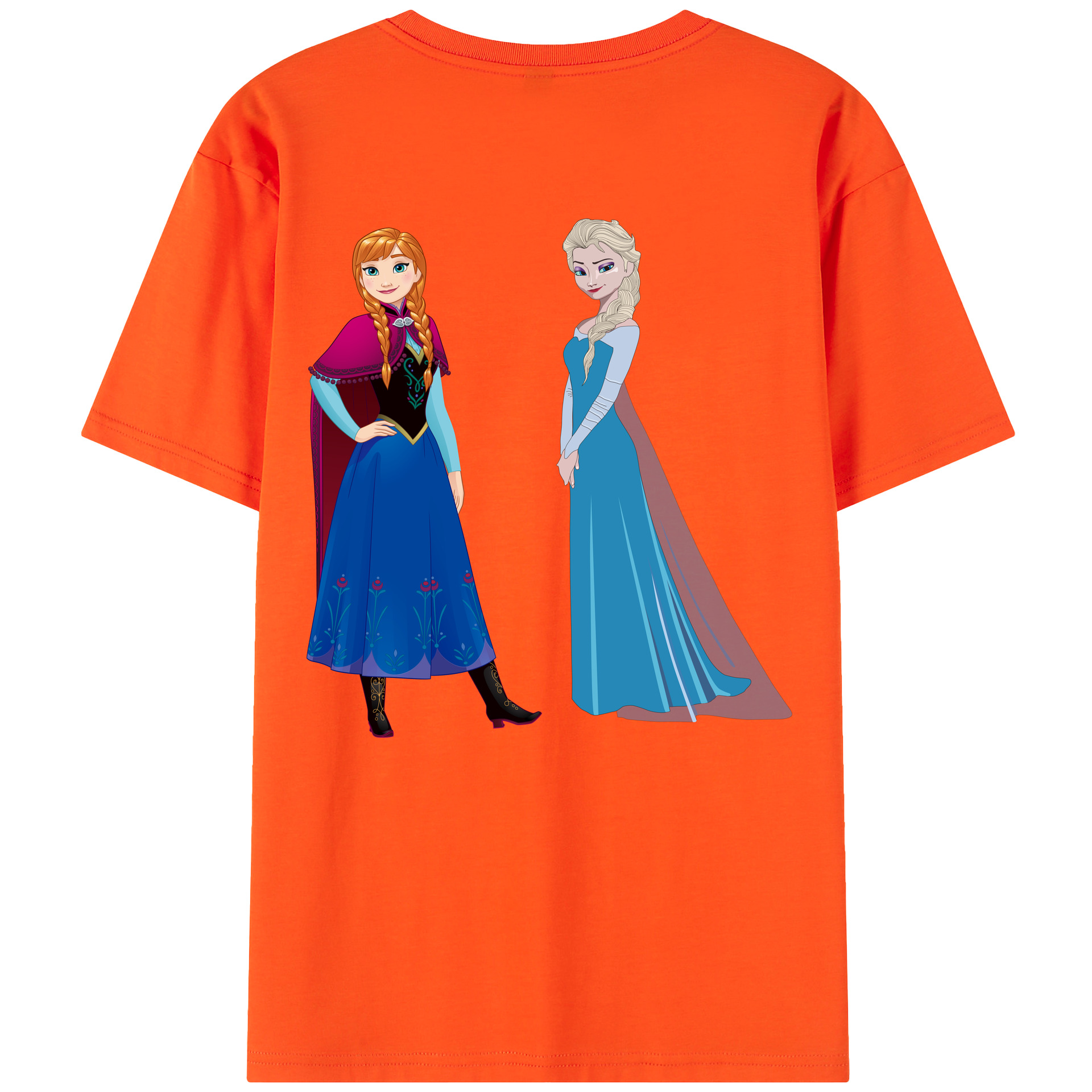 （画像用） アナと雪の女王 アンナ エルサ Frozen Anna Elsa 綿100％半袖Tシャツ（背面プリント）