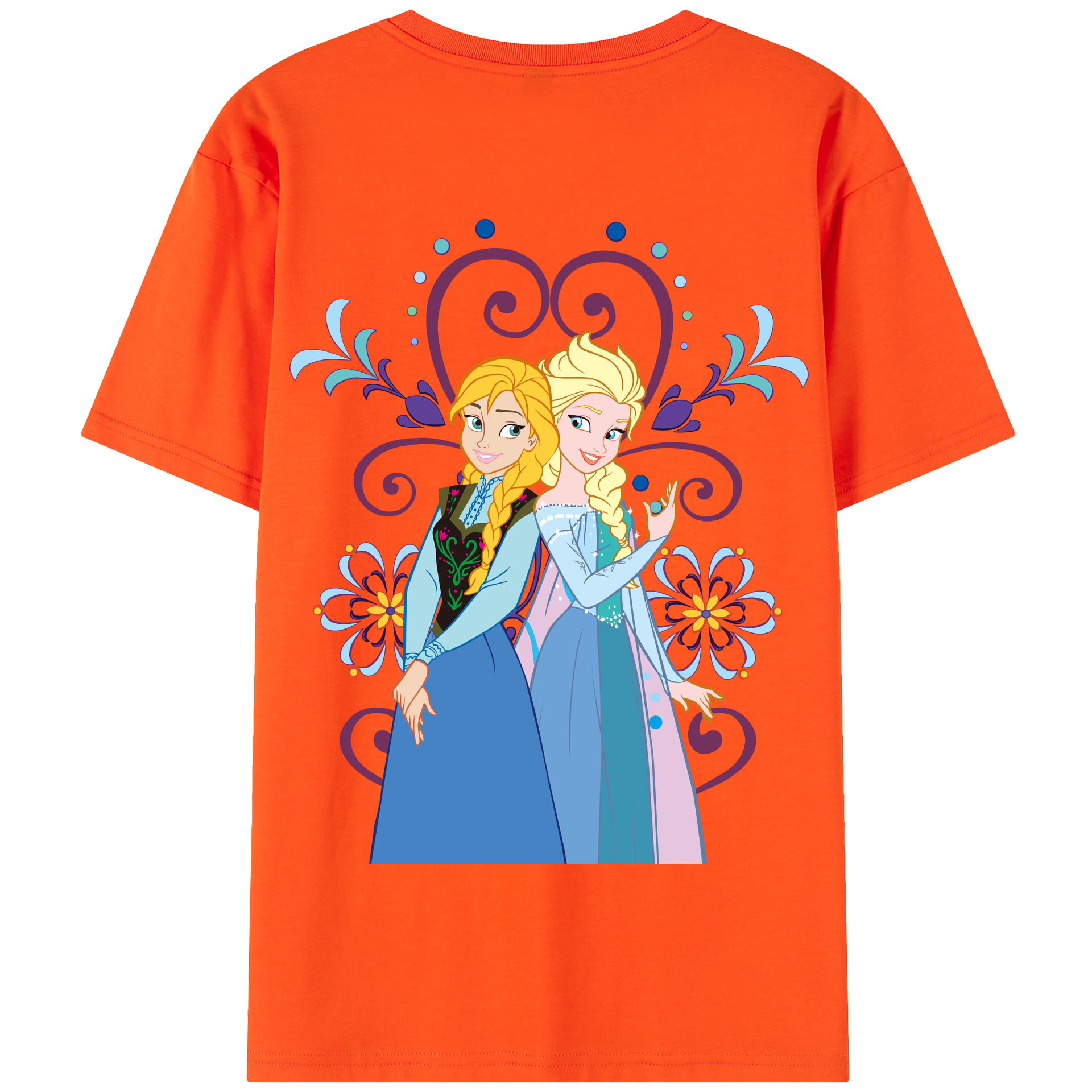 （画像用） アナと雪の女王 アンナ エルサ Frozen Anna Elsa 綿100％半袖Tシャツ（背面プリント）